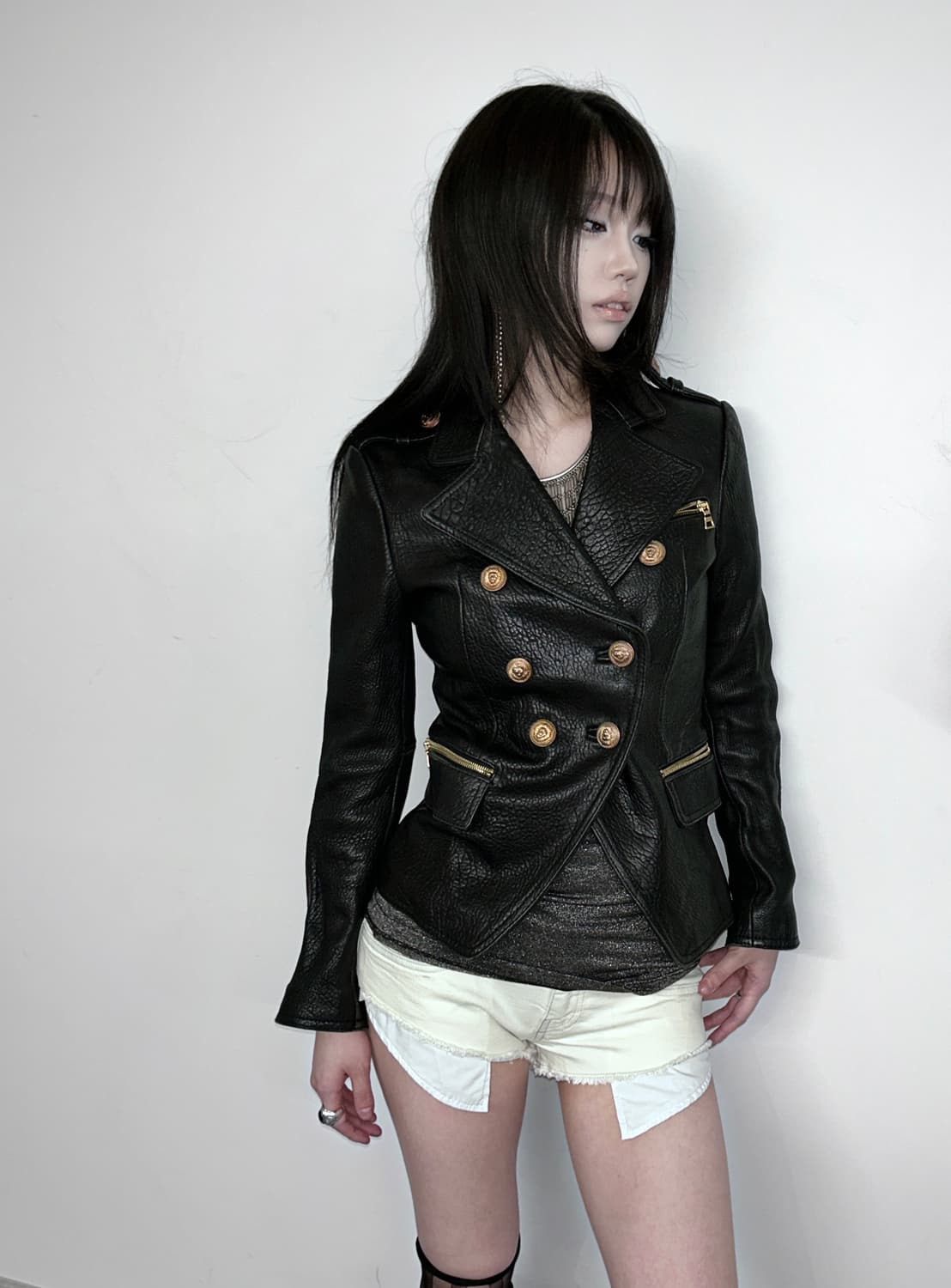 나폴레옹 카우하이드 더블 레더 자켓 상품이미지2