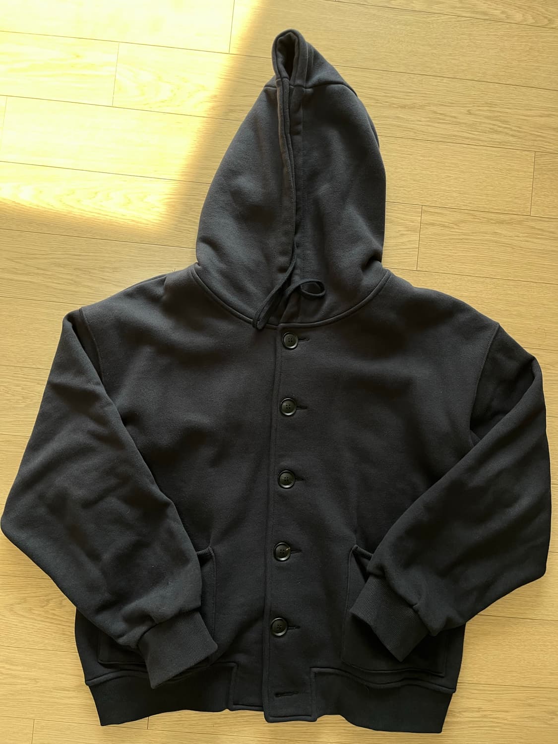 후브스 헤비코튼 오버핏 후드 버튼 집업 [네이비] 상품이미지3