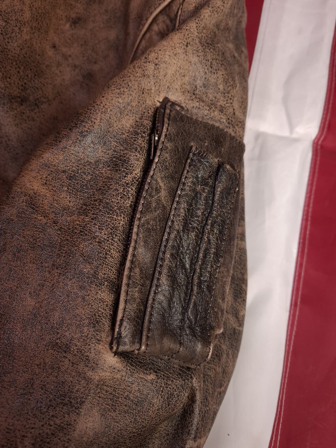 80's 국내산 일본수출용 리얼레더 밀리터리 항공자켓 상품이미지6