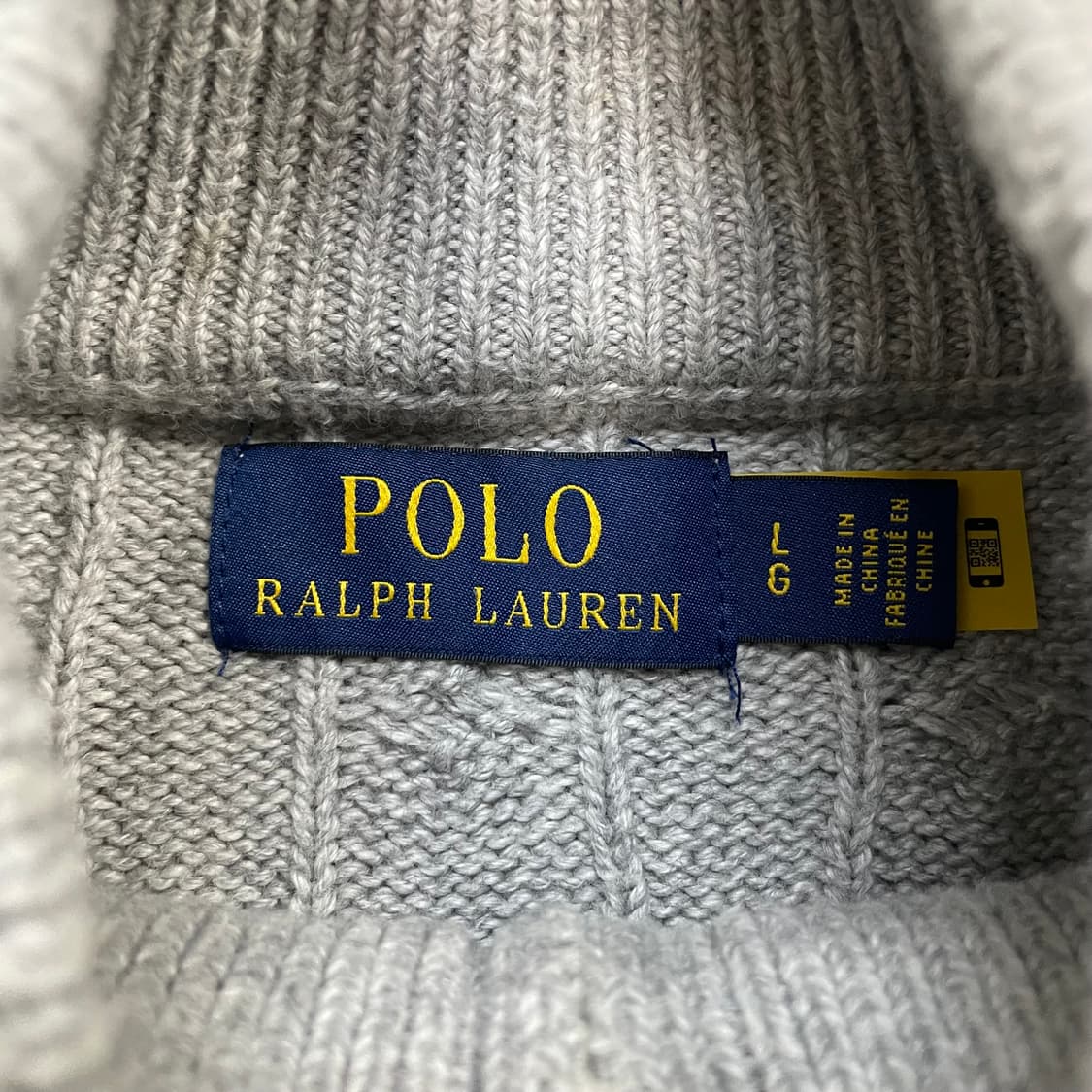 폴로 랄프로렌 포니 로고 케이블 반집업 니트 그레이 상품이미지3