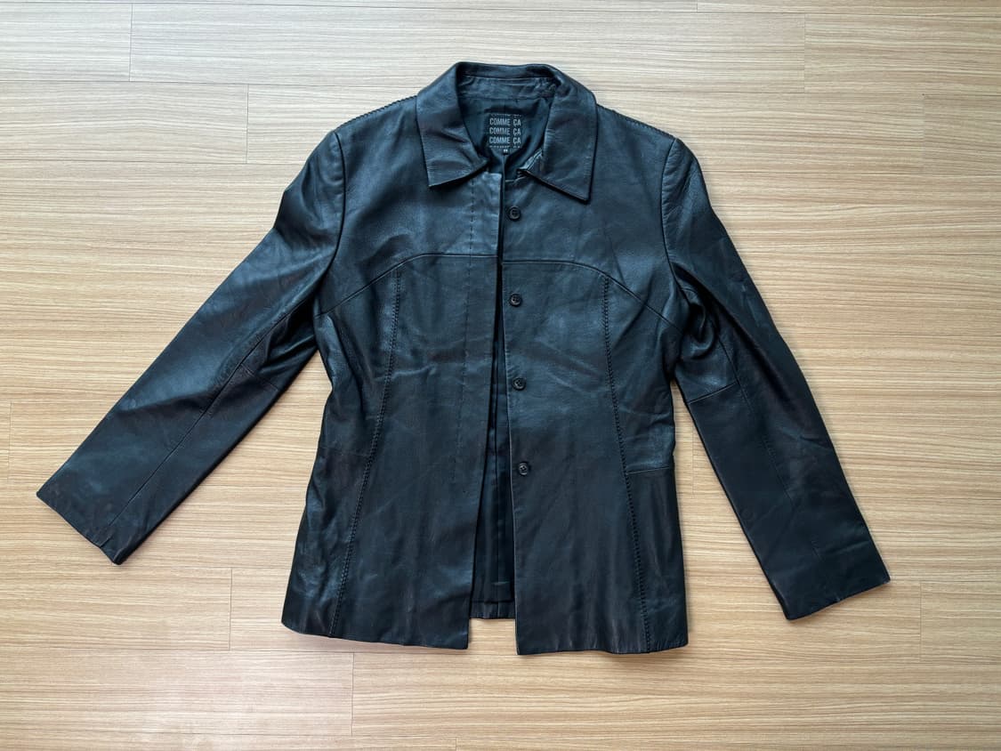 블랙 슬림핏 레더자켓 상품이미지7