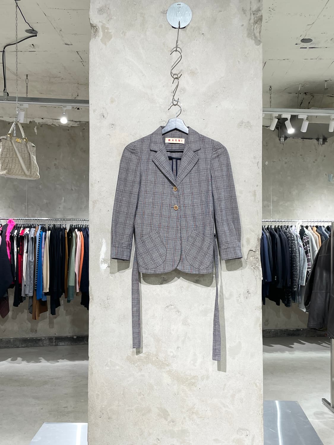 마르니 그레이 웨이스트 밴드 체크 자켓 상품이미지1