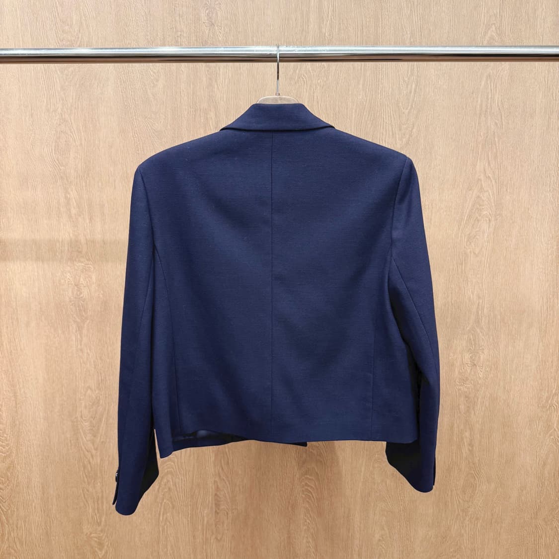 시스템 테일러드 원버튼 크롭 블레이저 슬림핏 자켓 네이비 상품이미지3