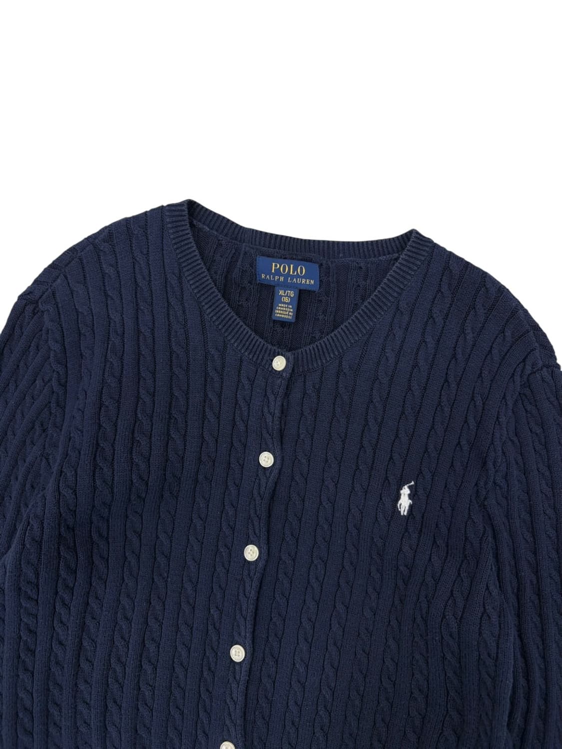폴로 케이블 꽈배기 가디건 네이비 (키즈/여성XS) 상품이미지2