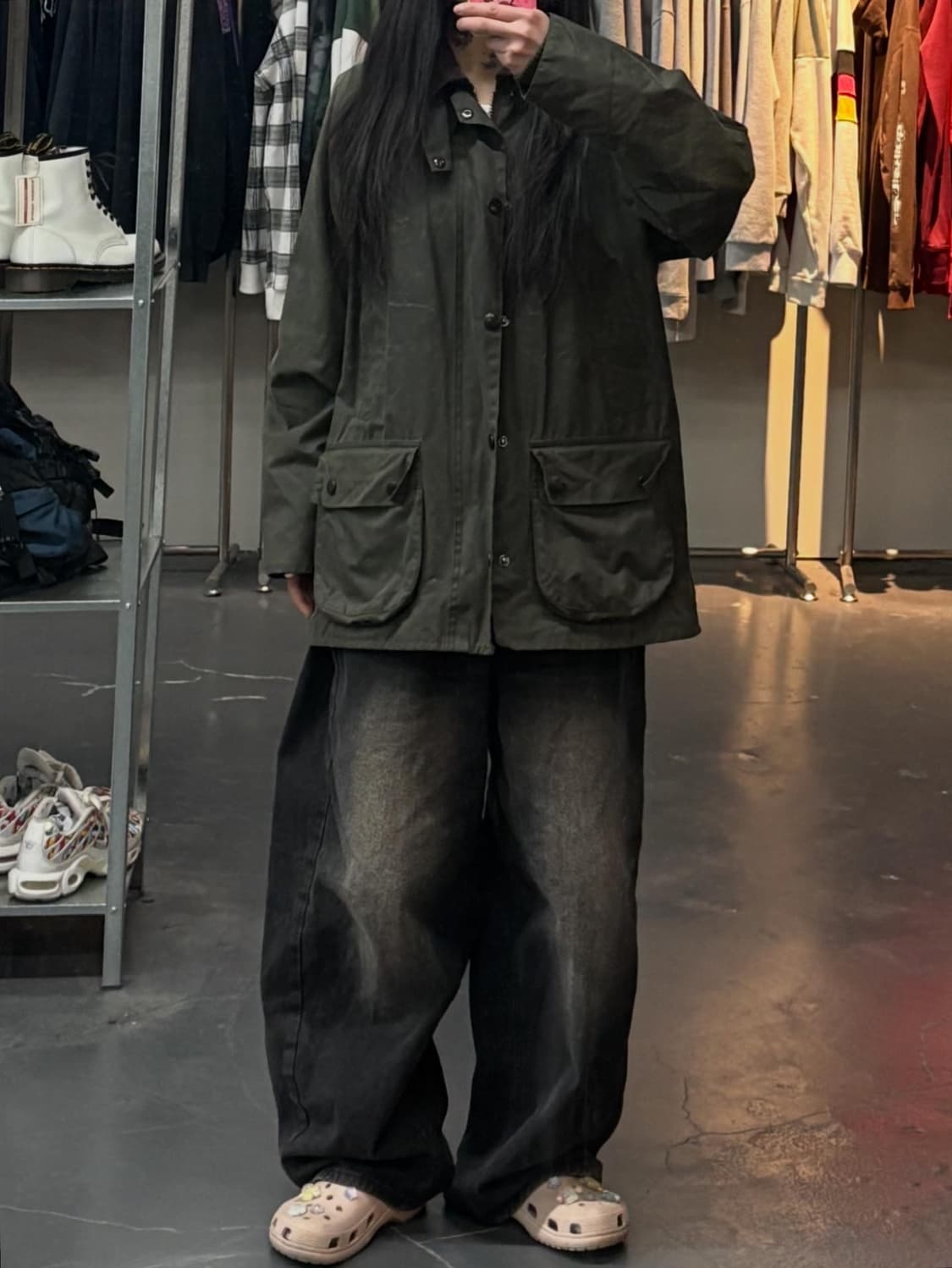 바버 뷰포트 올리브 왁스 자켓 A3343 상품이미지1