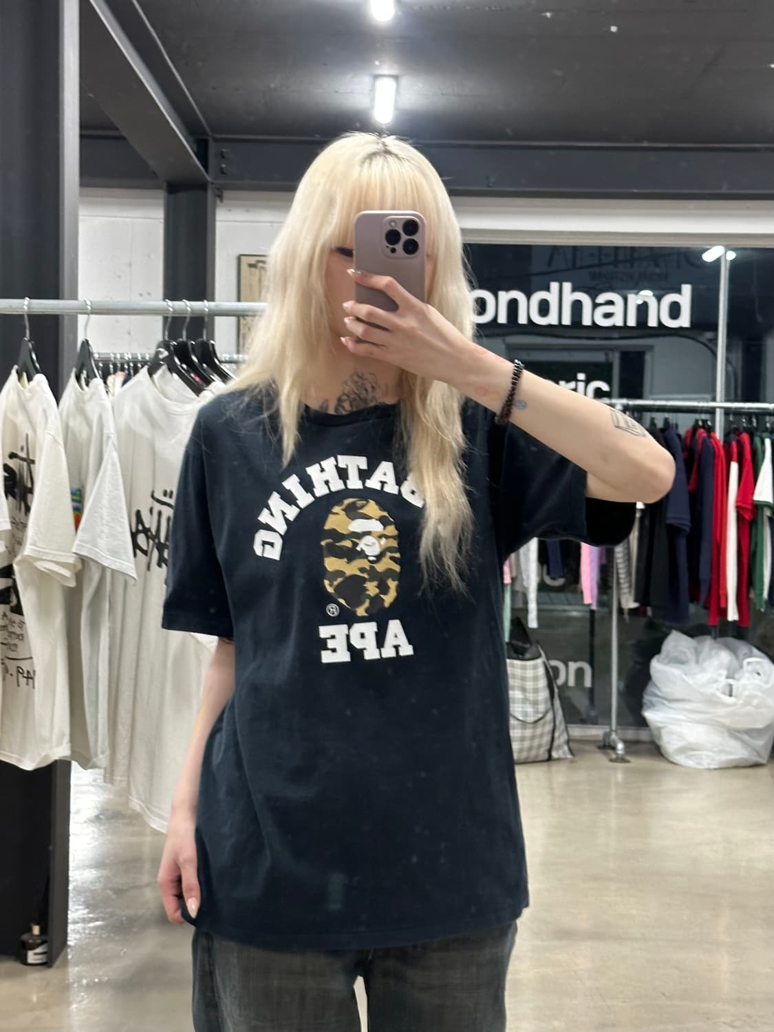 베이프 카모 컬리지 황계 반팔 티셔츠 상품이미지1