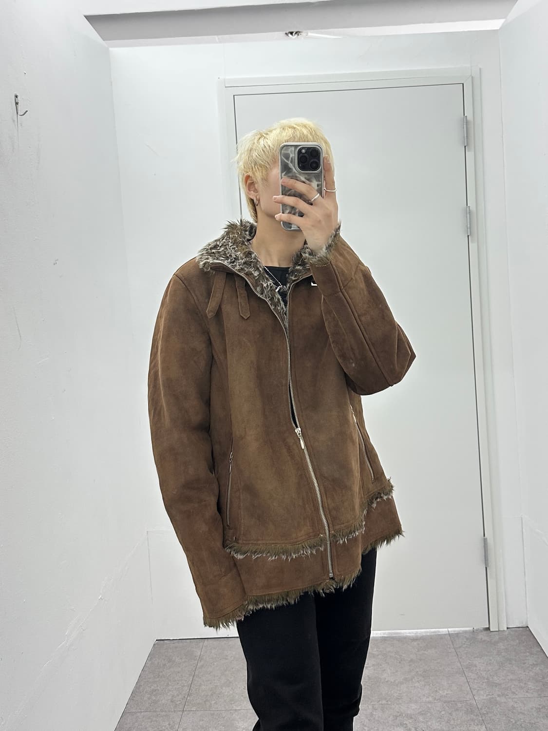 EVOLUTION brown fur trimming jacket  상품이미지2