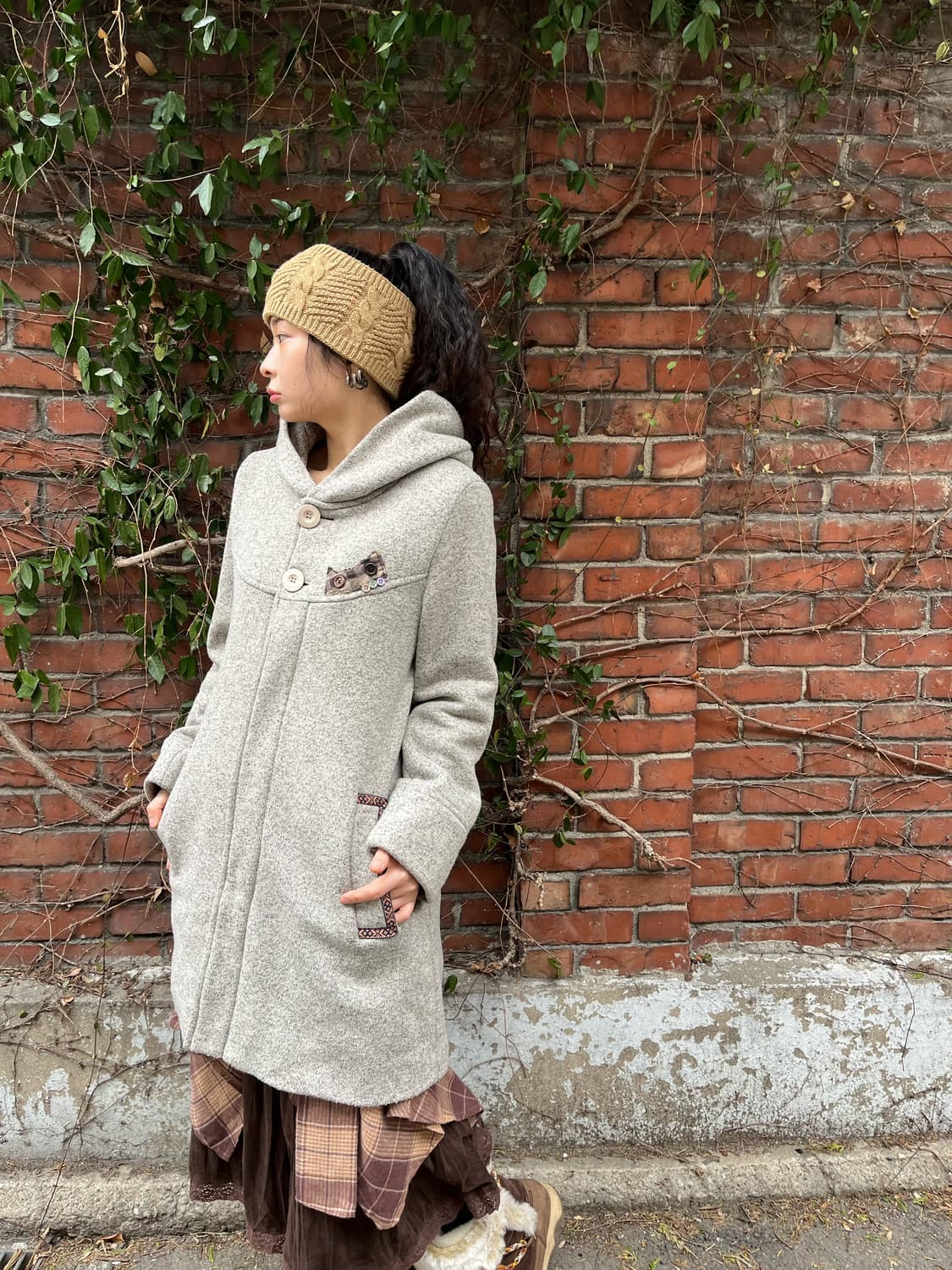 티티카카 고양이패치 후드 코트 상품이미지5