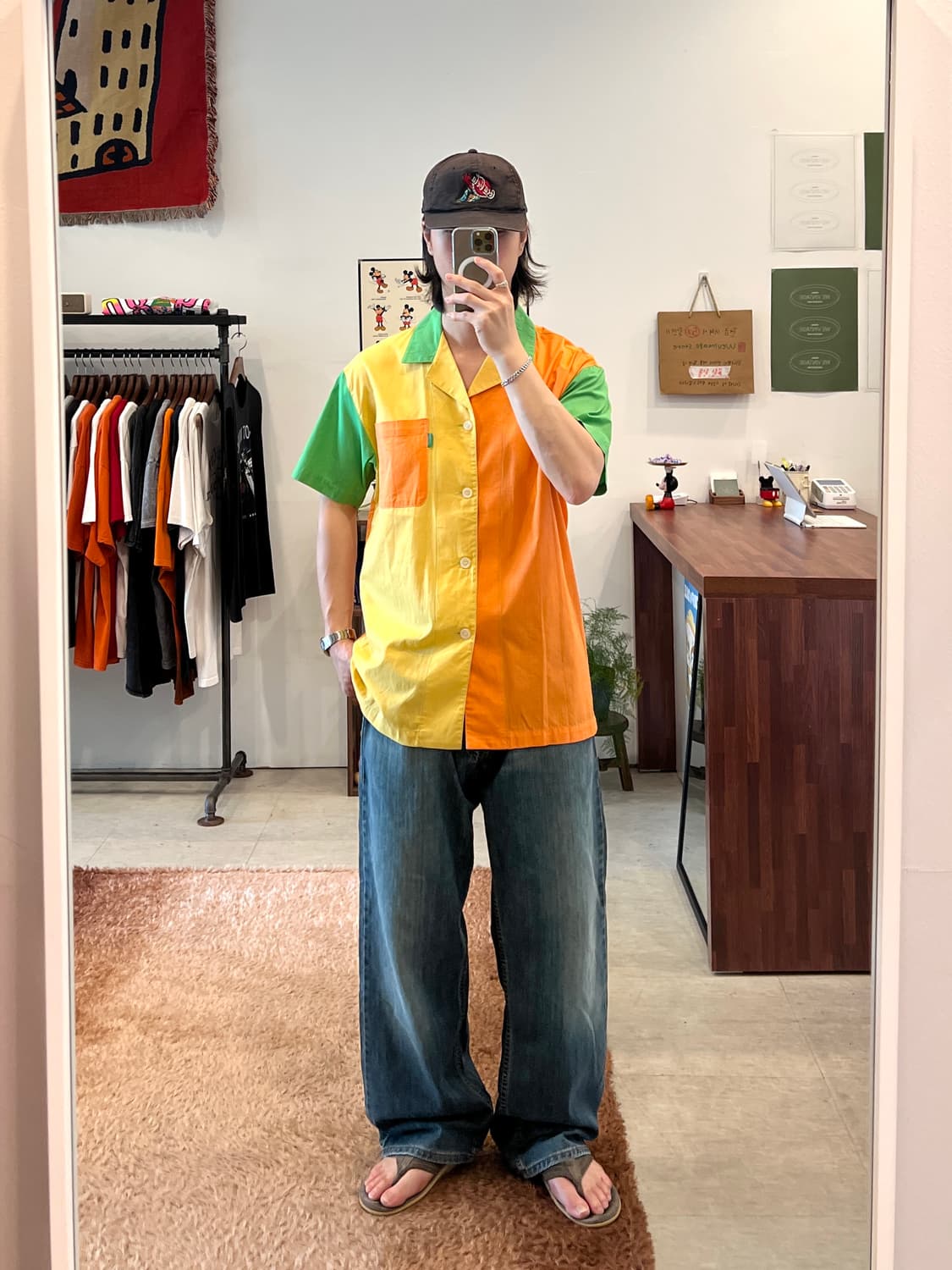 Benetton 베네통 멀티 컬러 오픈 카라 반팔 셔츠  상품이미지2
