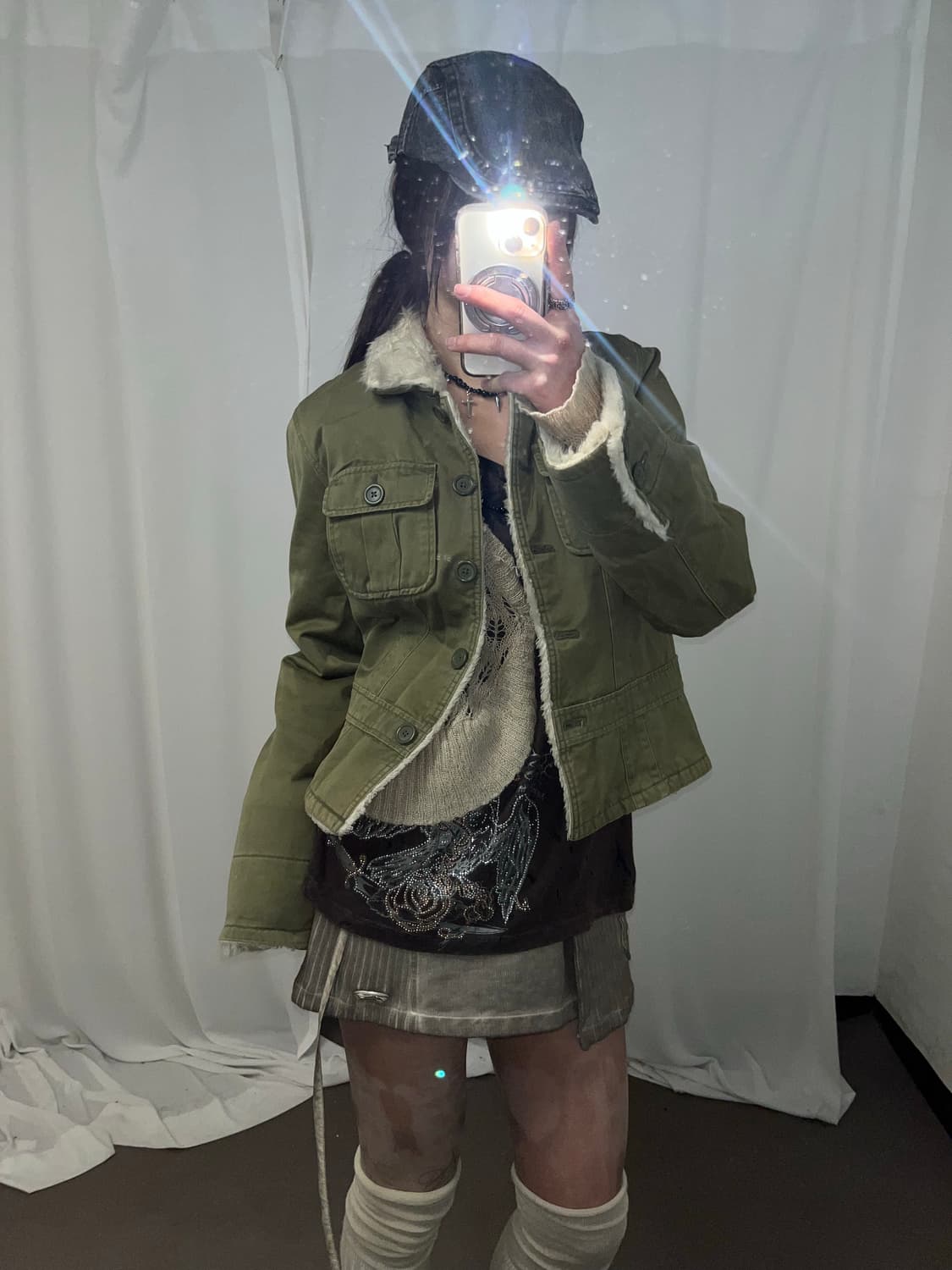 아베크롬비 카키 퍼 무스탕 상품이미지2