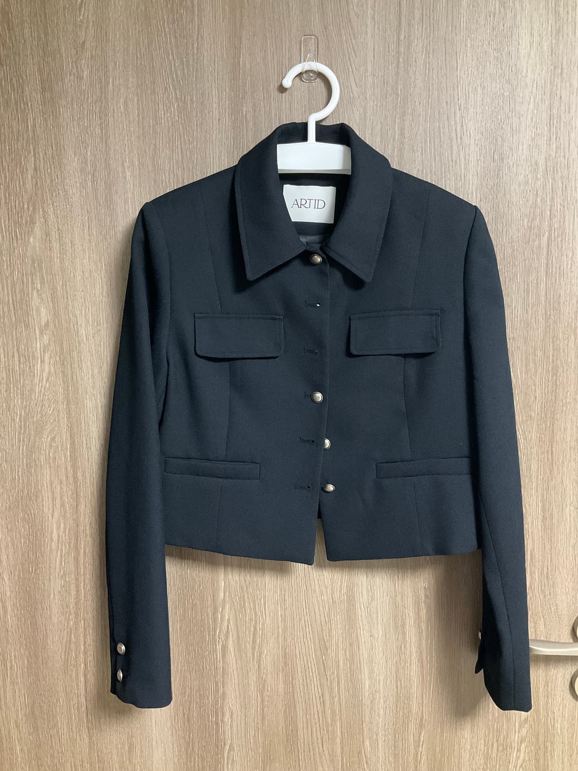 아티드 버튼 포인트 트위드 카라 자켓 다크 네이비 s 상품이미지3