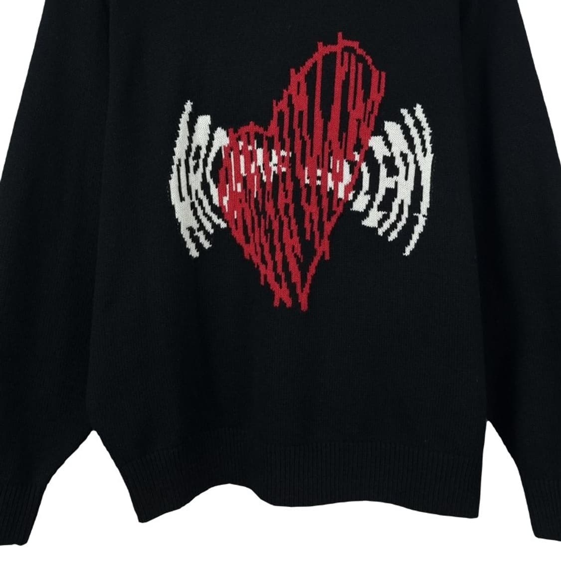 [일꼬르소] 그래픽 쟈카드 오버핏 크루넥 니트 블랙 M19026 상품이미지5