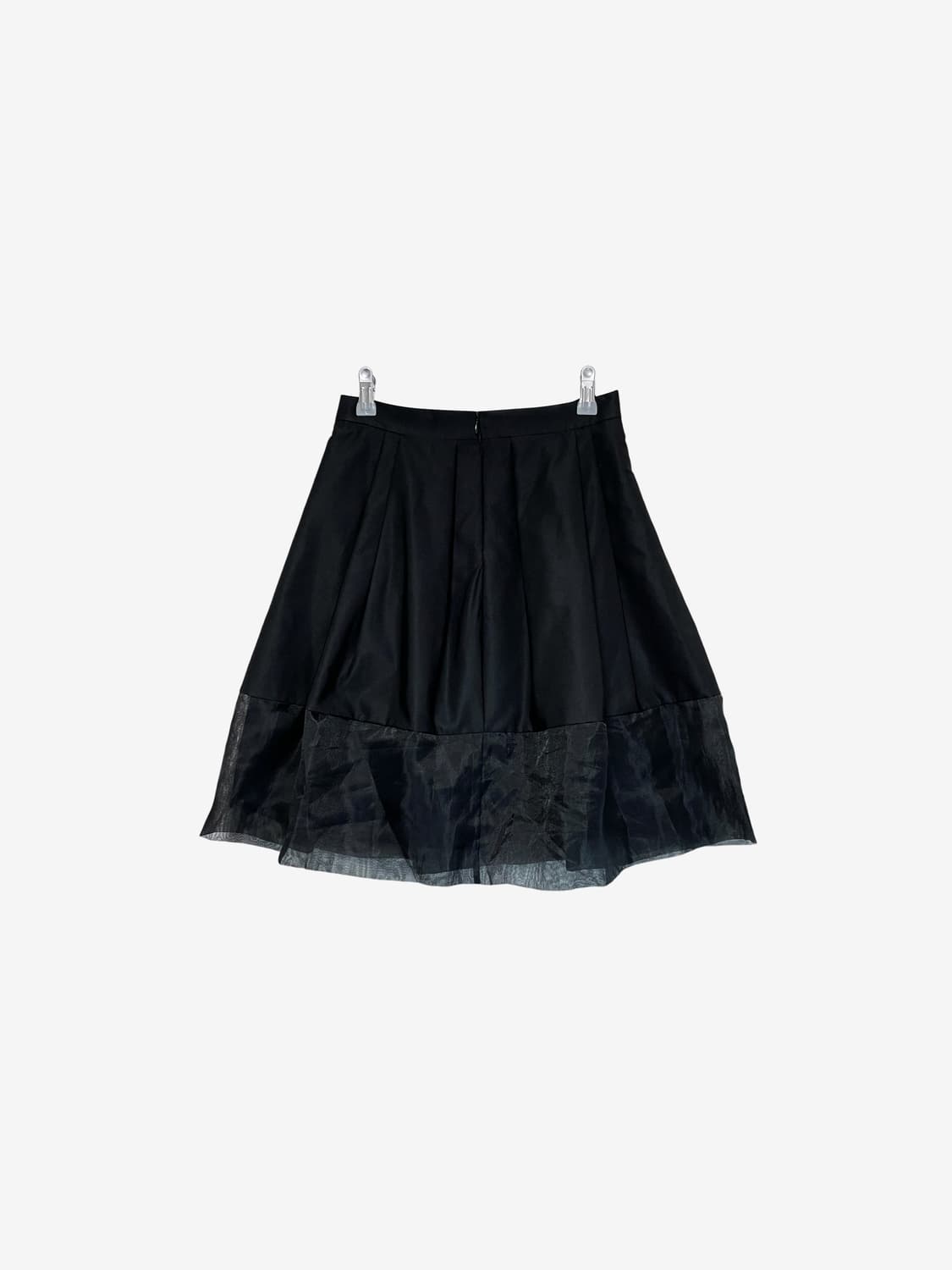 Sheer Hem Midi Skirt - Black 상품이미지8