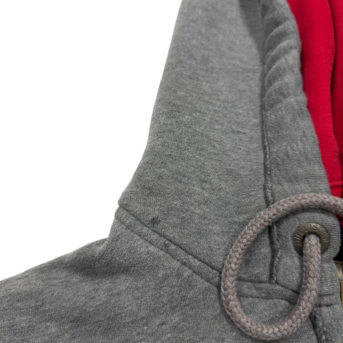 홀리스터 스펠로고 Y2K 기모 후드집업 자켓 그레이 레드 S 상품이미지8