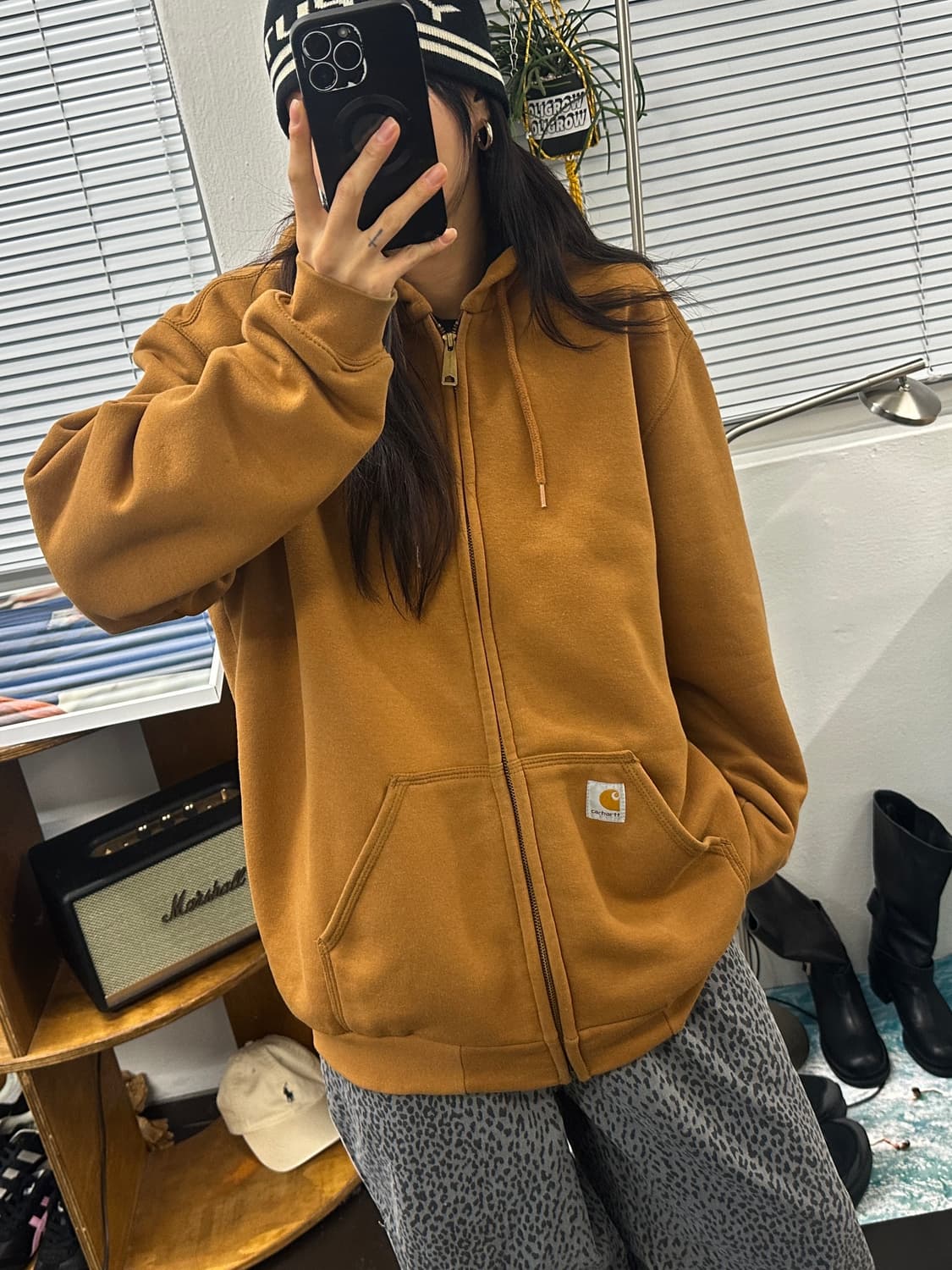 칼하트 레인디펜더 샌드컬러 후드 풀집업 M 상품이미지1