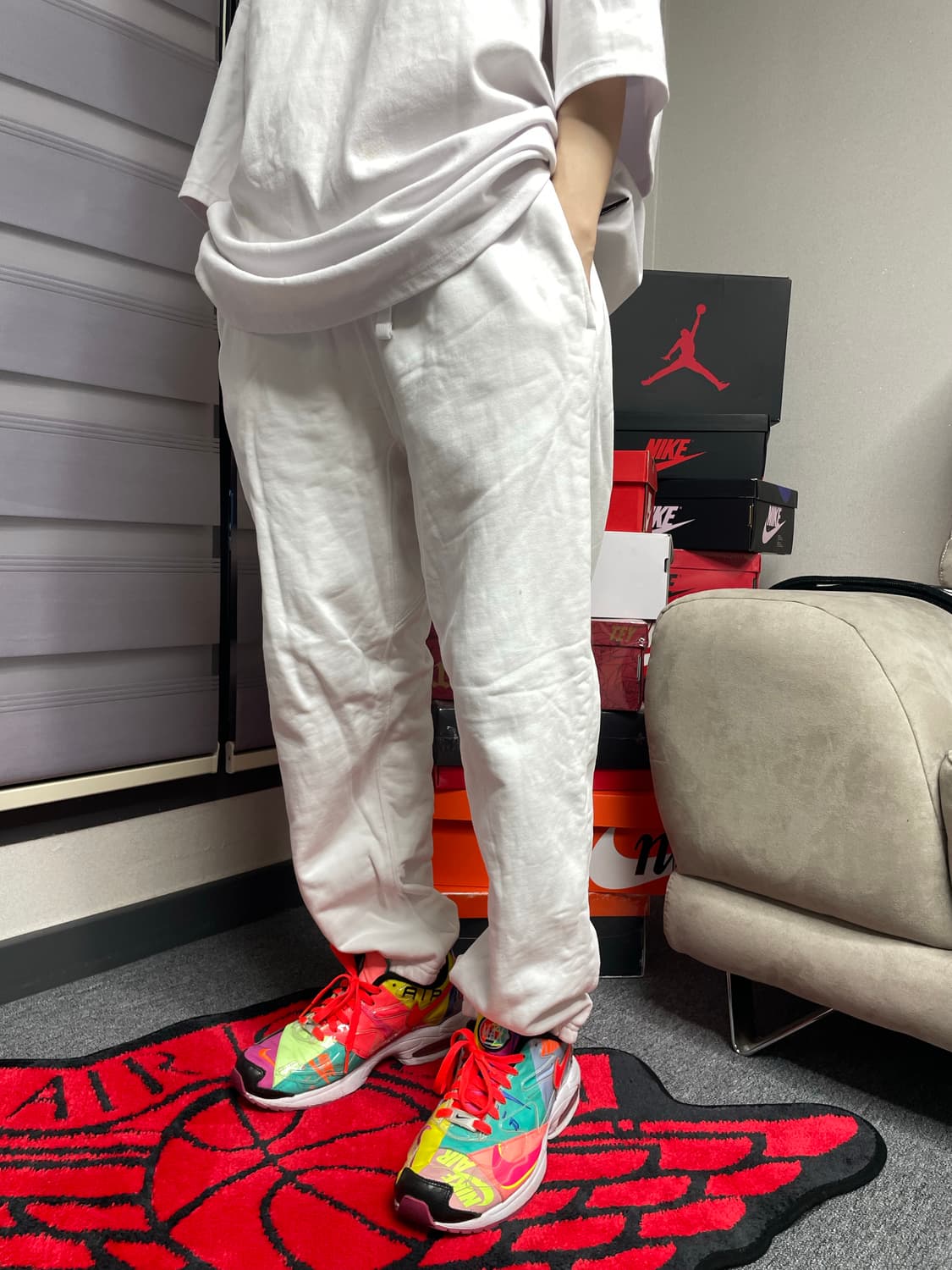 H&m 화이트 트레이닝 팬츠 L (30-32 추천) 상품이미지2