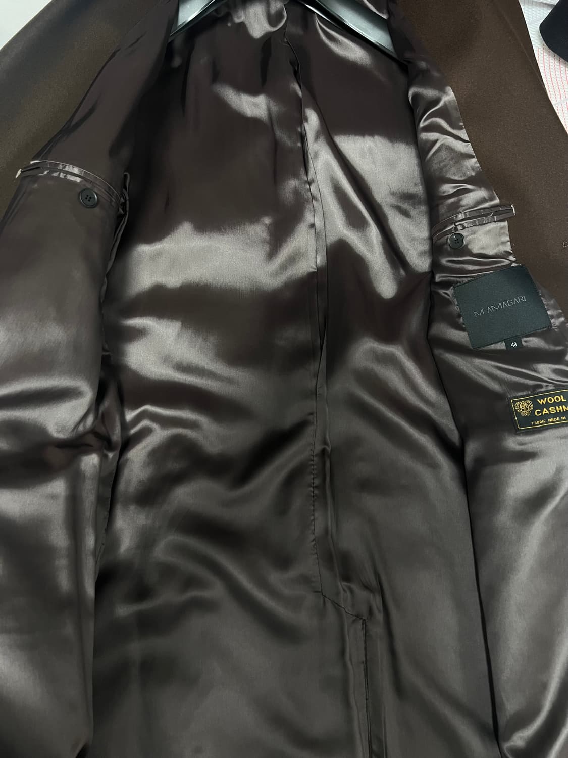 마마가리 컬렉션무드 다크 브라운 싱글 롱코트 48 상품이미지8