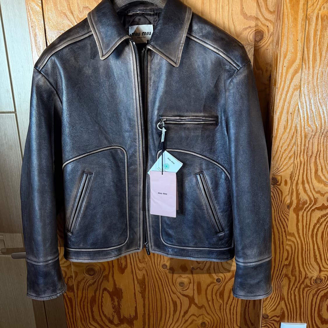 미우미우 나파 레더 시어링 가죽 자켓 상품이미지5