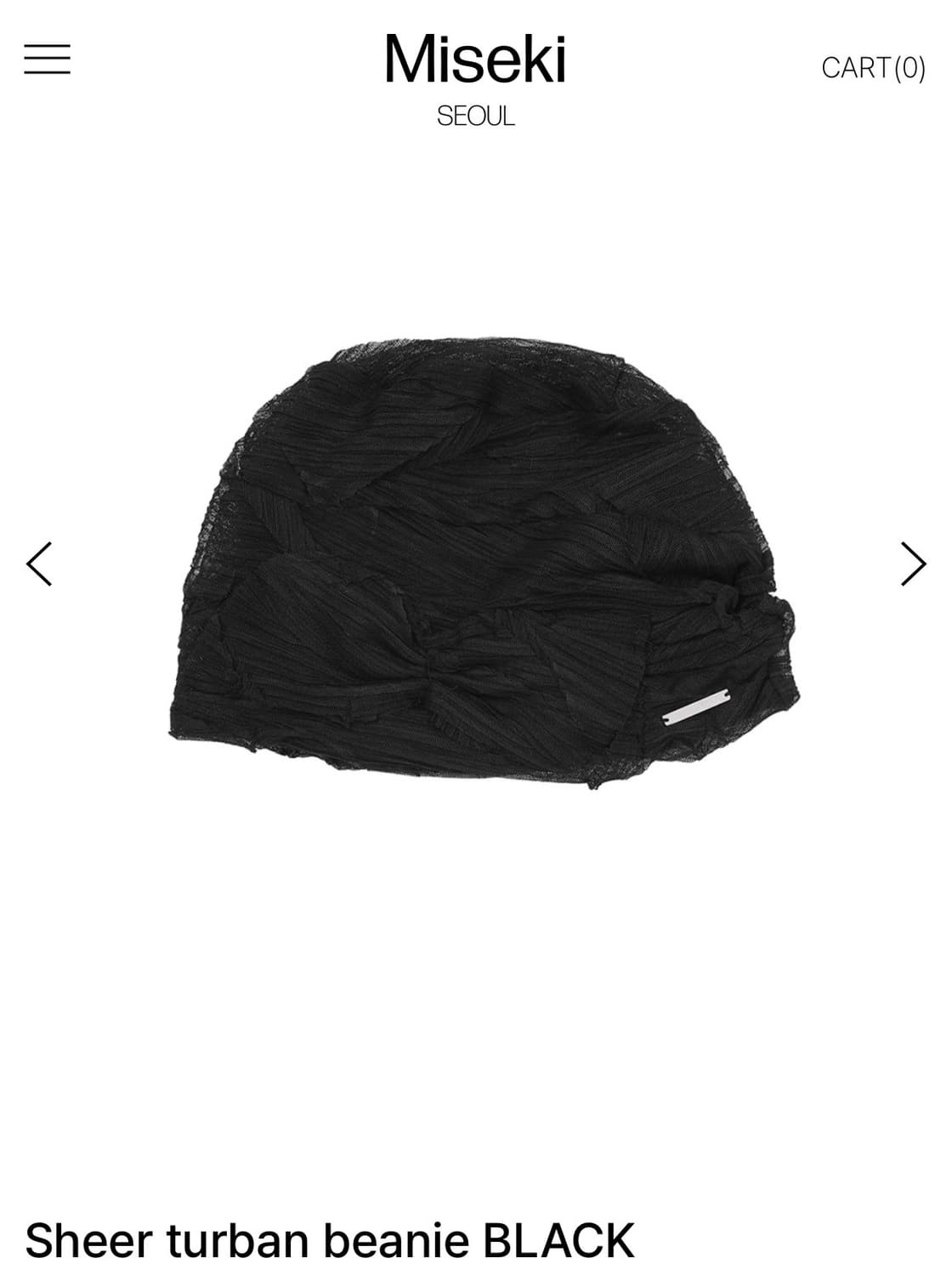 미세키서울 비니 Sheer turban beanie BLACK 상품이미지2