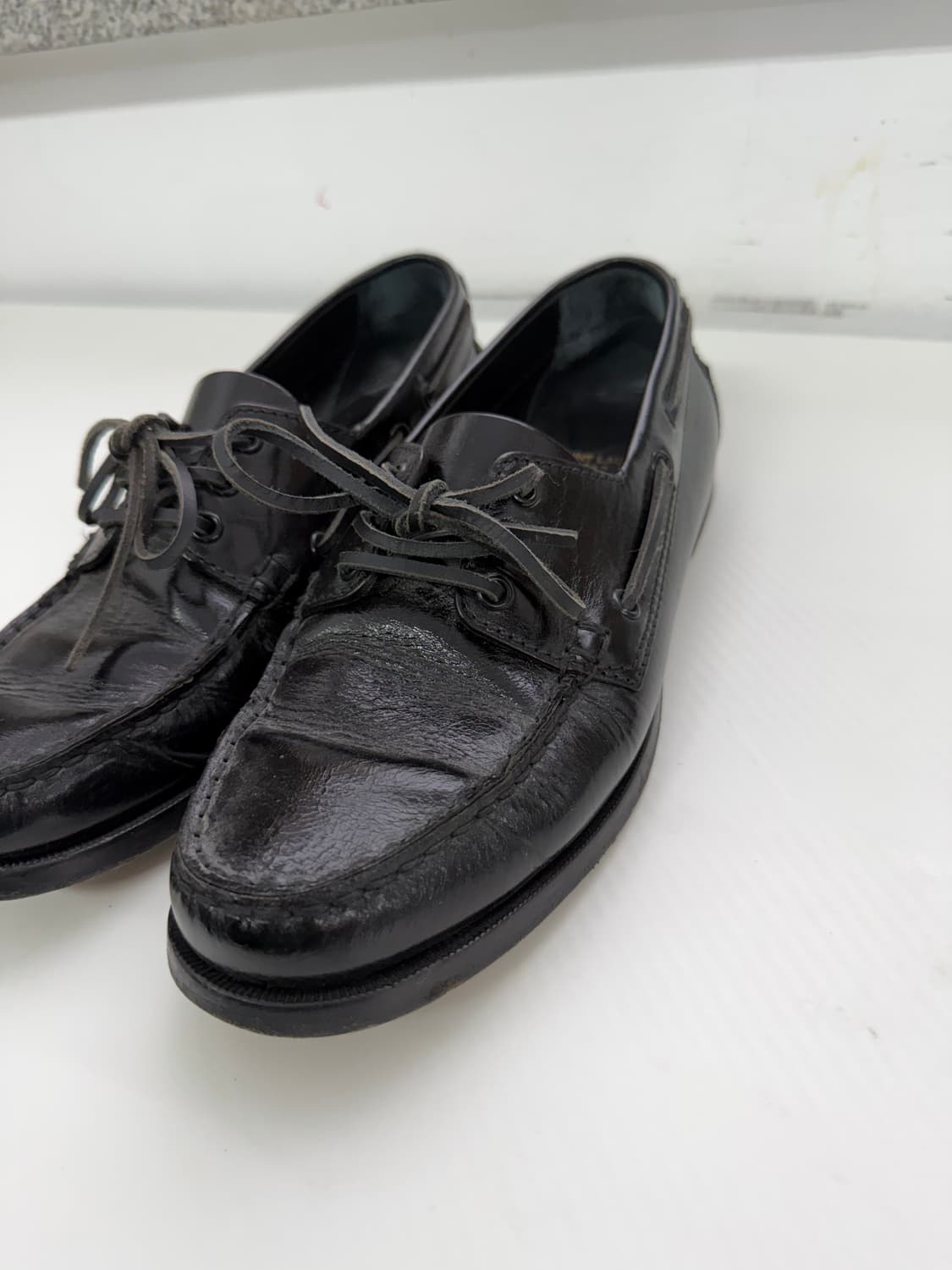 정품) 생로랑 남성 블랙 가죽 보트 슈즈 로퍼 42(265) 상품이미지2