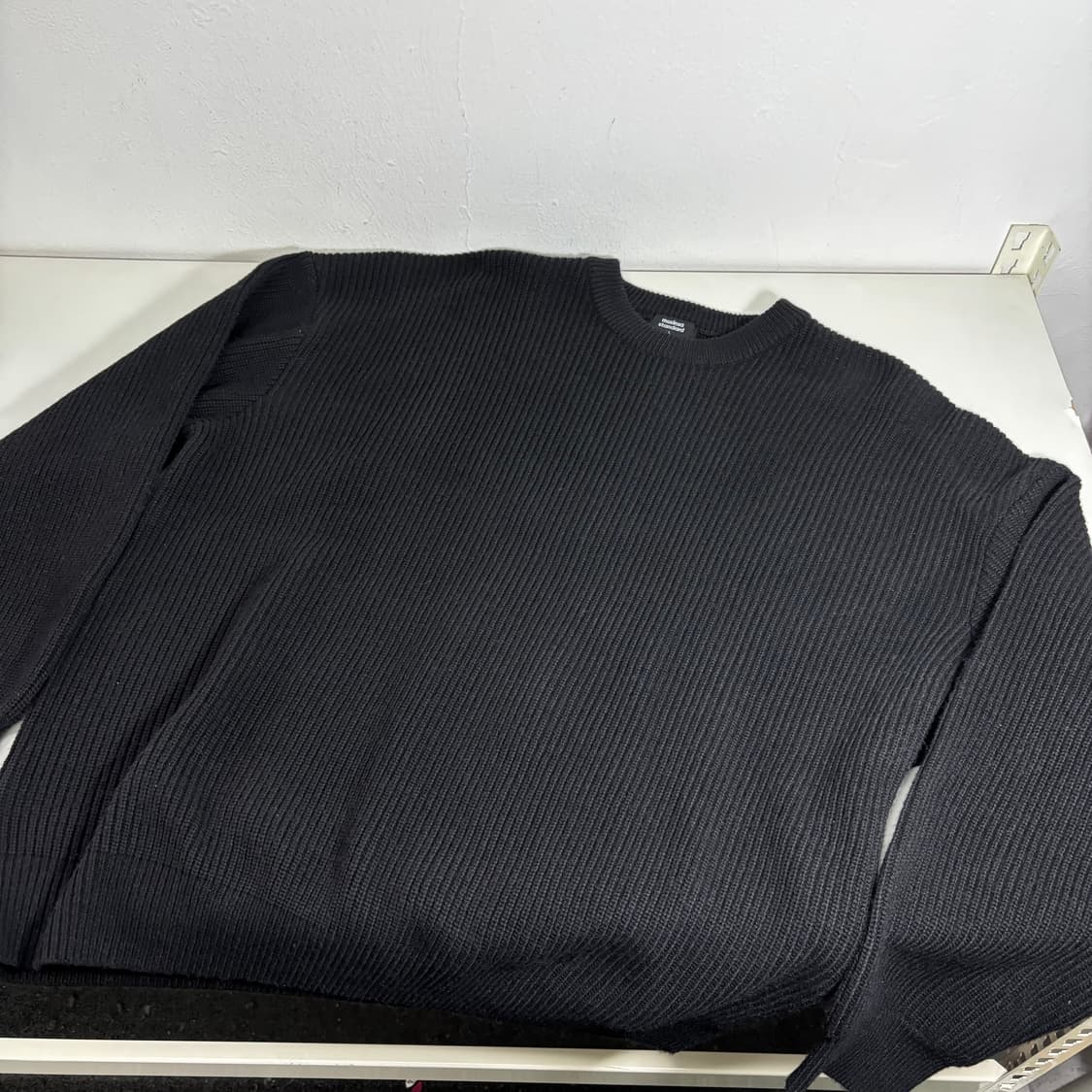 L-XL 무탠다드 블랙 루즈오버핏 캐시미어혼방 와플니트 상품이미지1