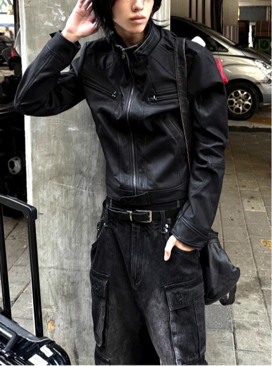 빈티지 바이커 절개 레더 자켓 코르티스 상품이미지4