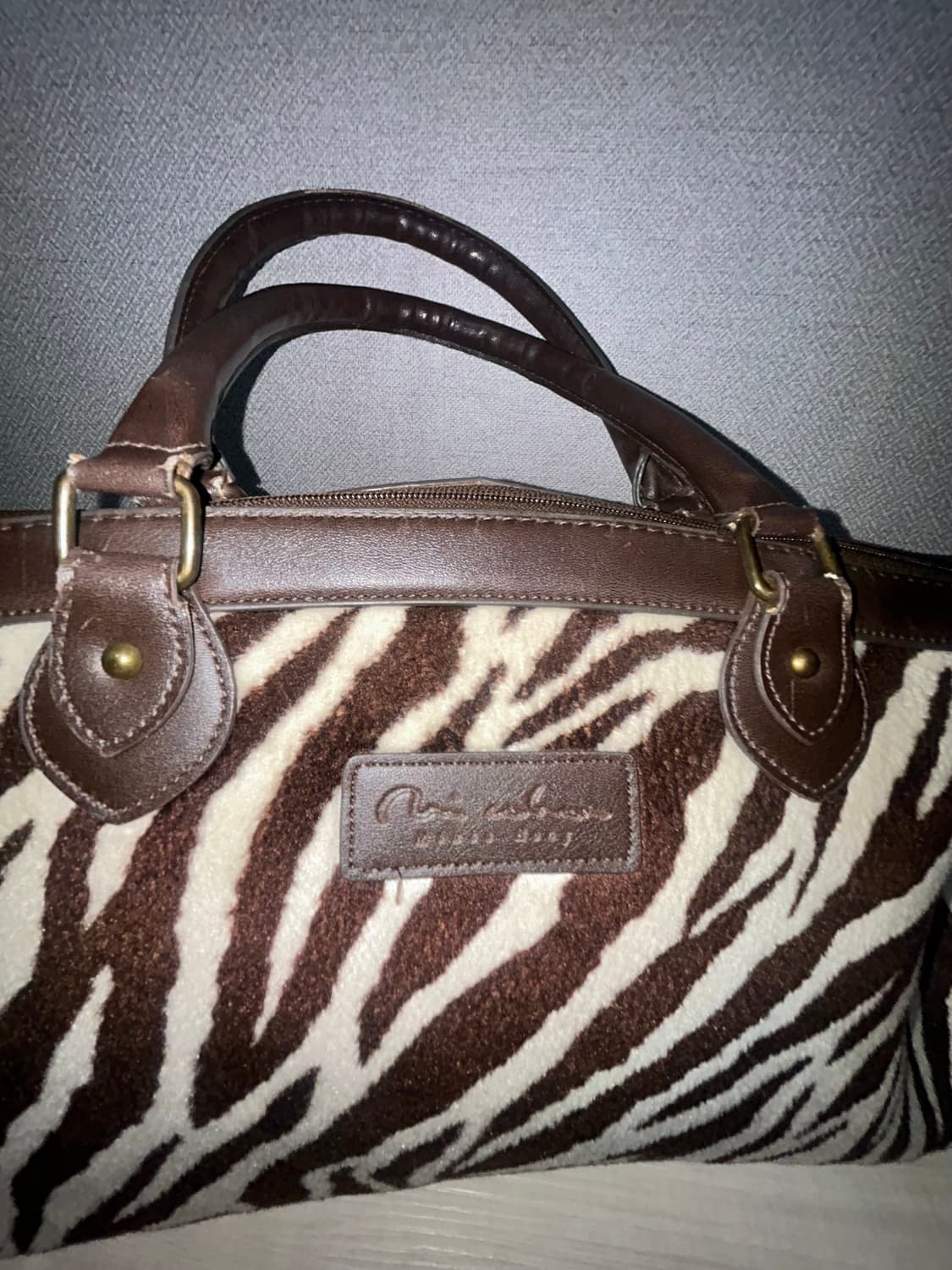 빈티지 갸루 Y2K 지브라 브라운 라떼 벨벳 숄더백  상품이미지3