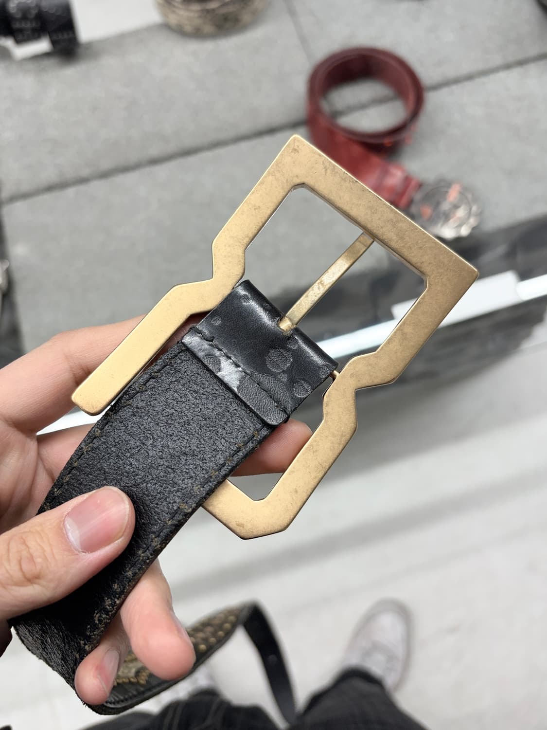 2000‘s 돌체앤가바나 파이톤 스터드 레더 벨트 상품이미지4