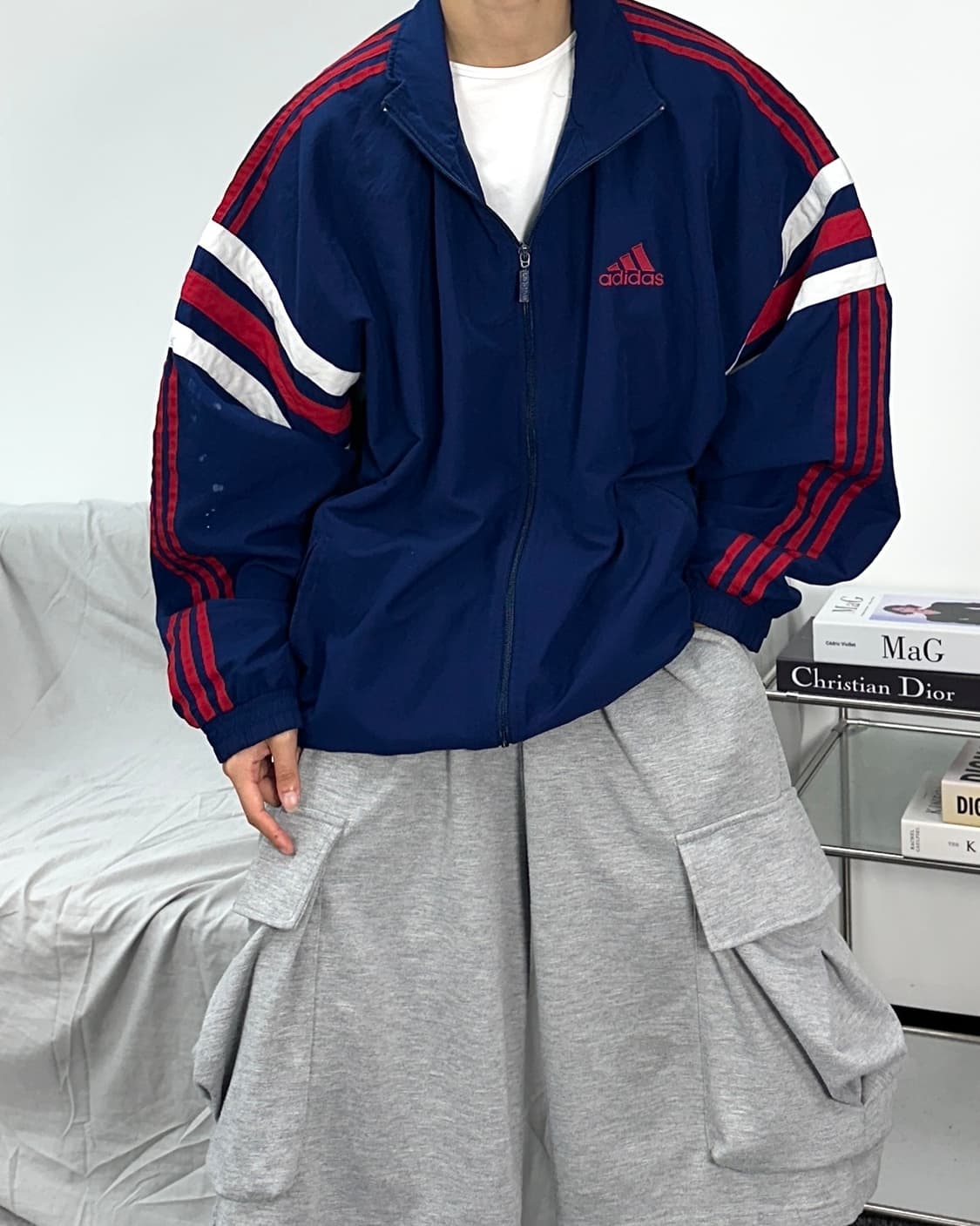 아디다스 90s 네이비 레드 바람막이 자켓 XL 상품이미지3