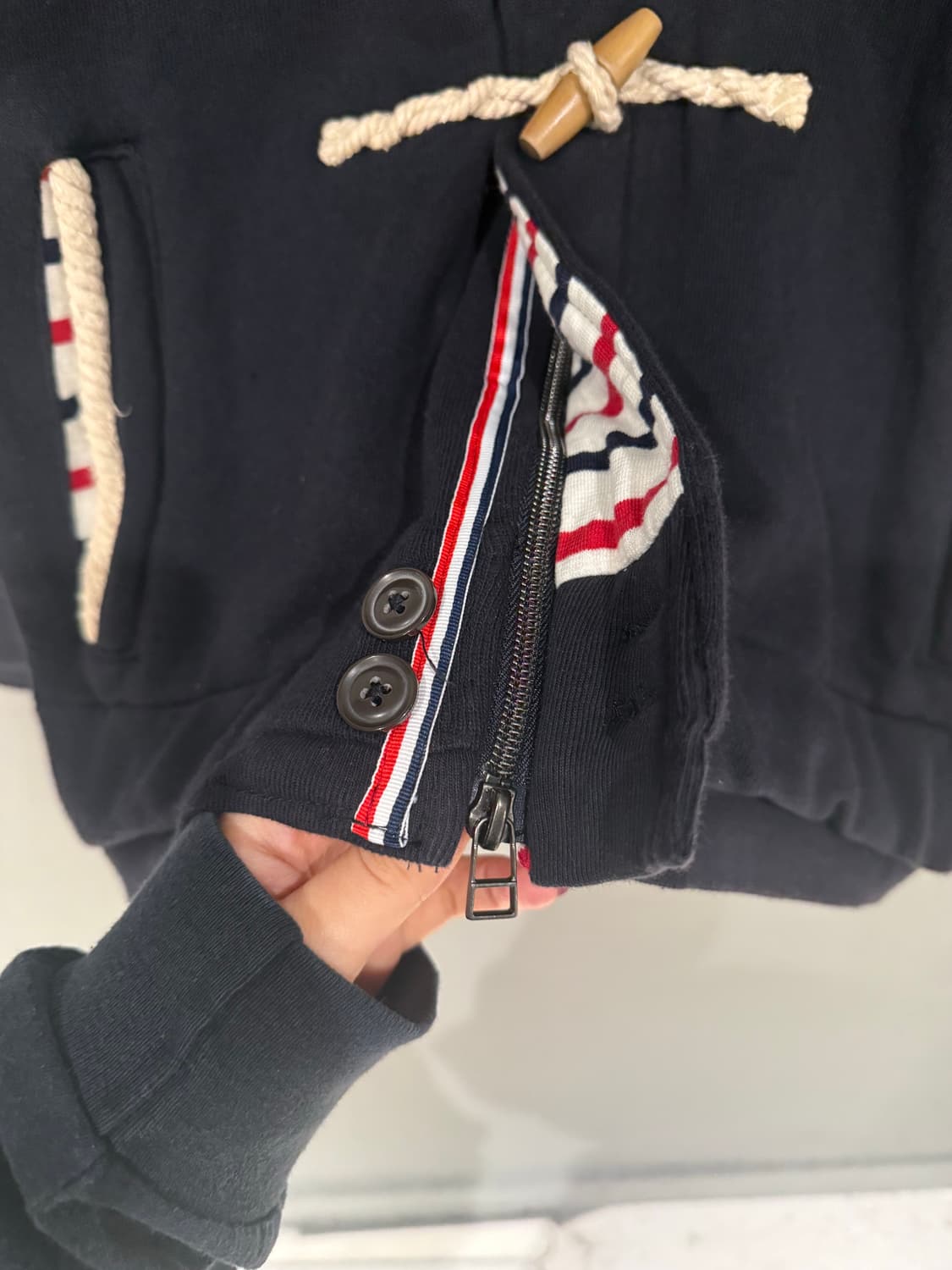 inner stripe duffle button hood zip-up 상품이미지8