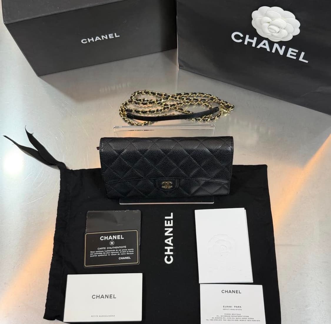 [리오브] 샤넬 WOC 캐비어 금장 장지갑 체인백 상품이미지1