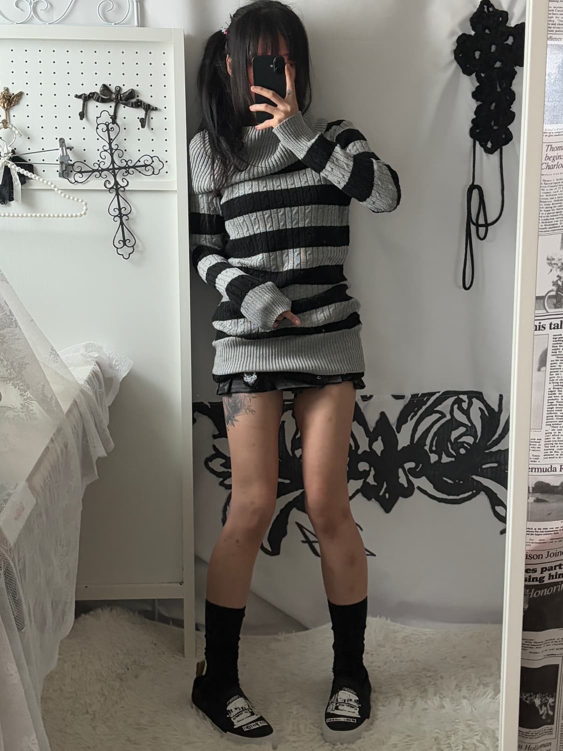 • striped high-neck cable knitwear 상품이미지3