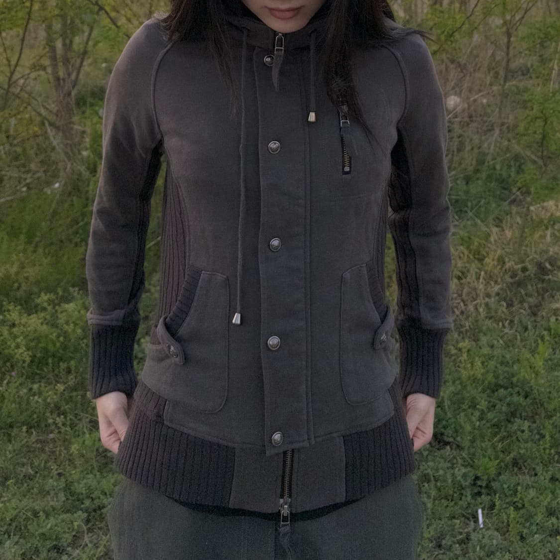 니트배색 나그랑 후드집업 상품이미지3