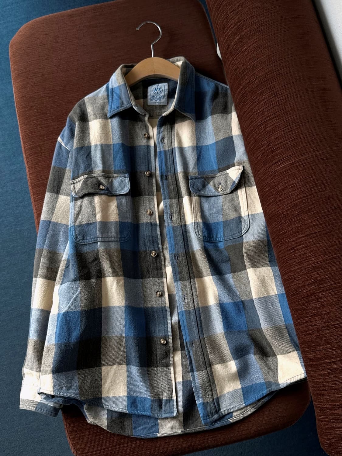  Cotton woven nel check wide shirt 상품이미지2