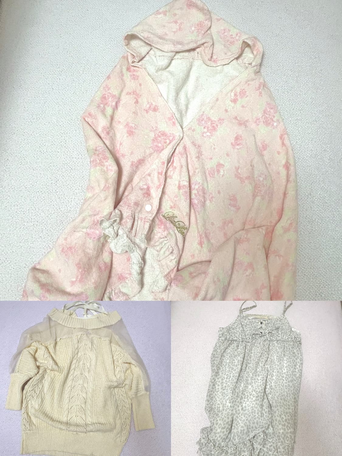 리즈리사 비치타올 가오리 니트 레오파드 원피스 세트 히메갸루 라떼갸루 상품이미지1