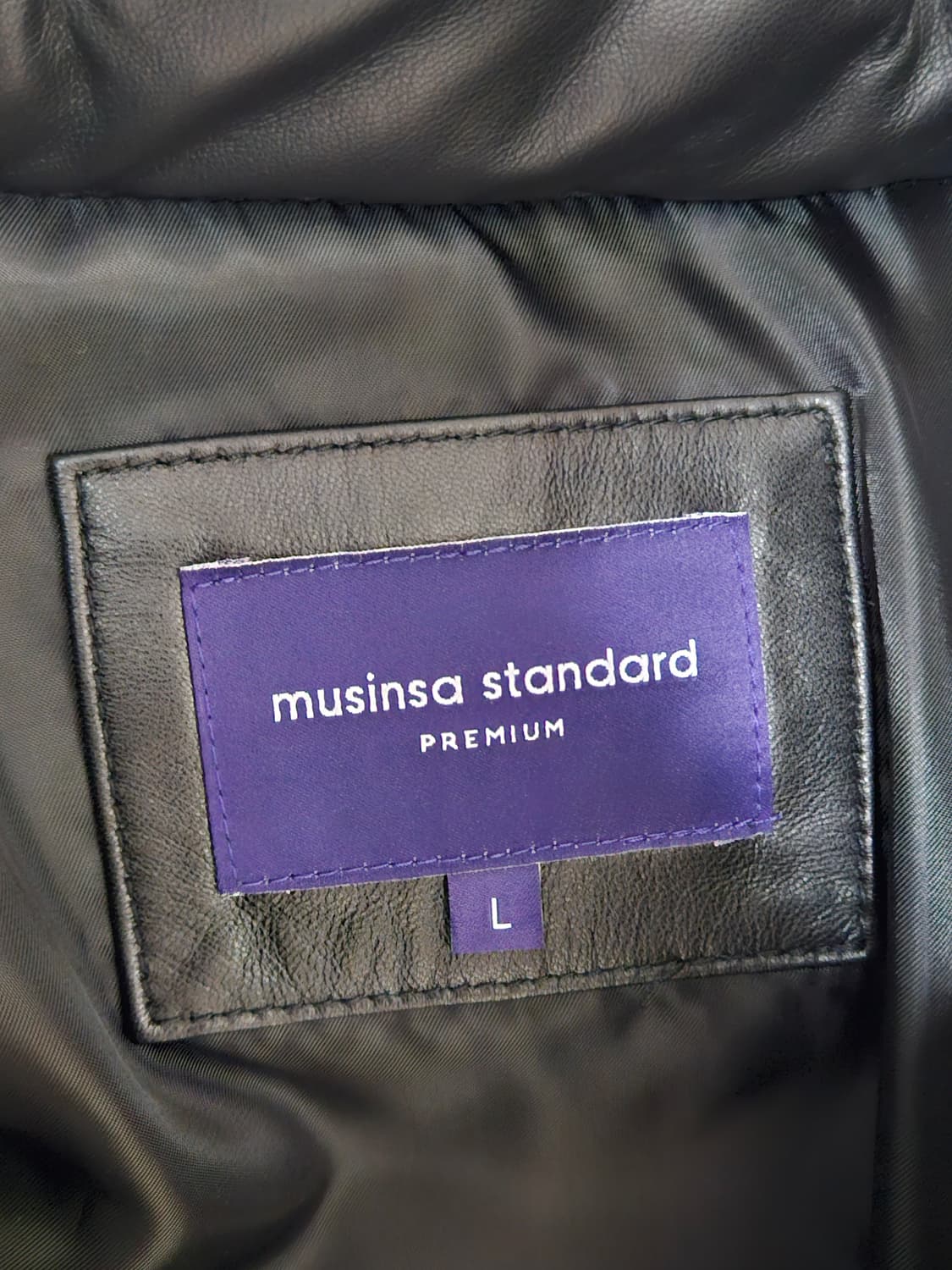 무신사스탠다드 램스킨 푸퍼 레더 패딩 L 상품이미지3