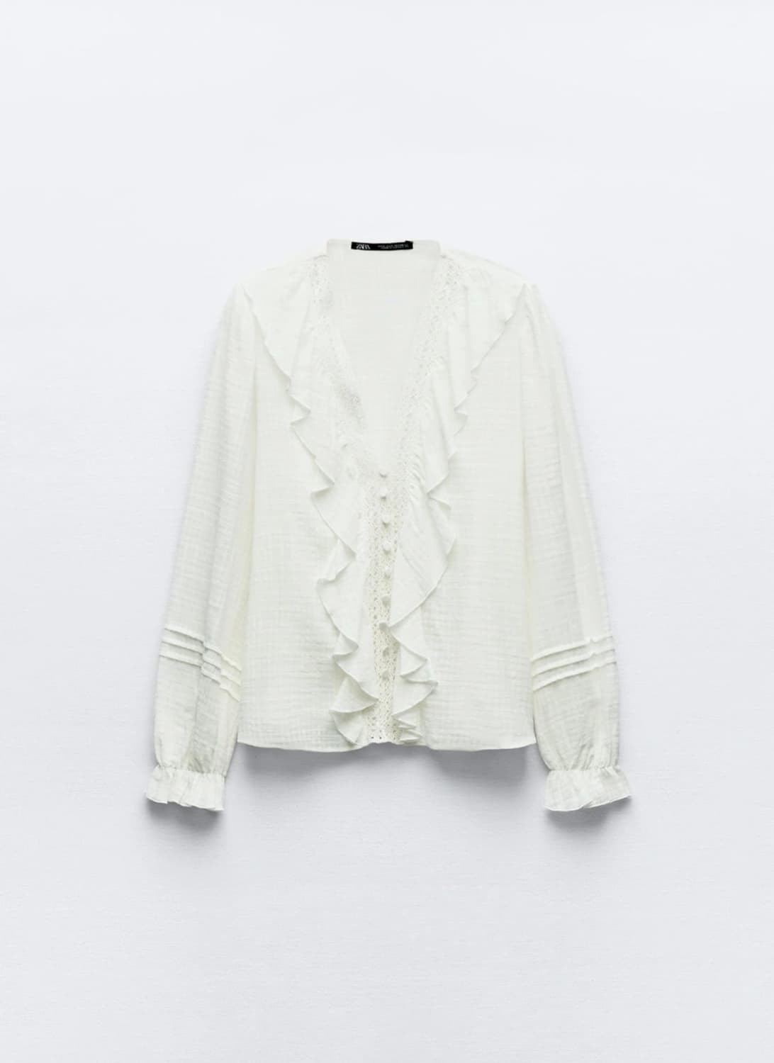 자라 프릴러스틱 블라우스 상품이미지1