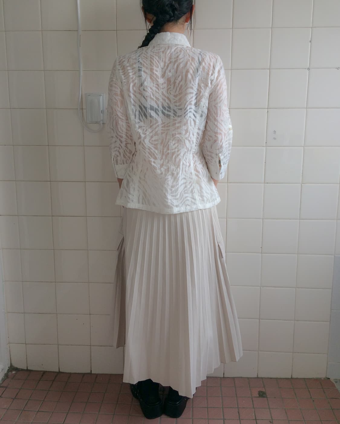 pattern see through shirt jacket  상품이미지7