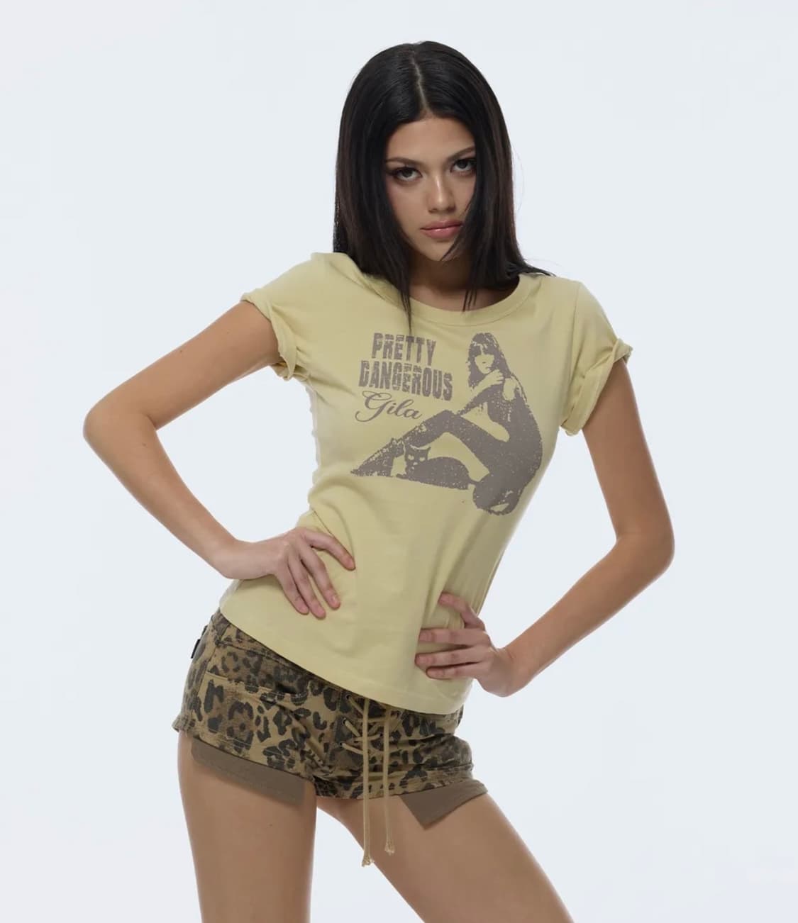 길라아카이브 DANGER GIRL CROP T-SHIRTS YELLOW 상품이미지1