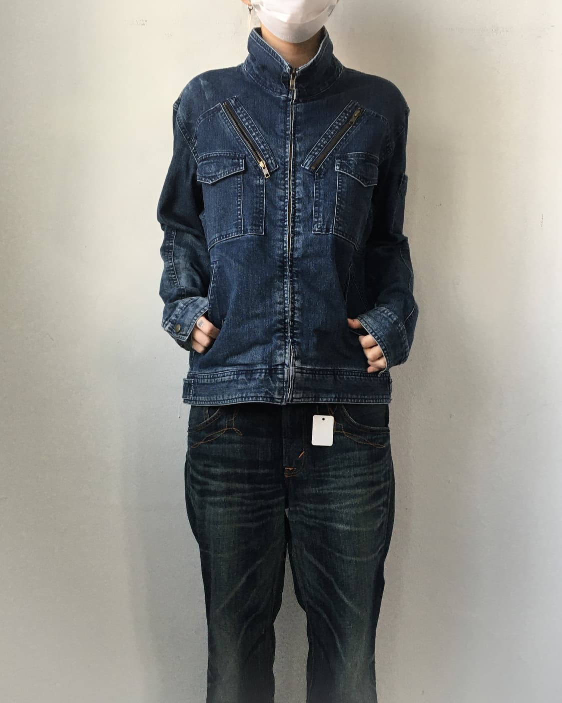 High neck denim jacket 상품이미지1