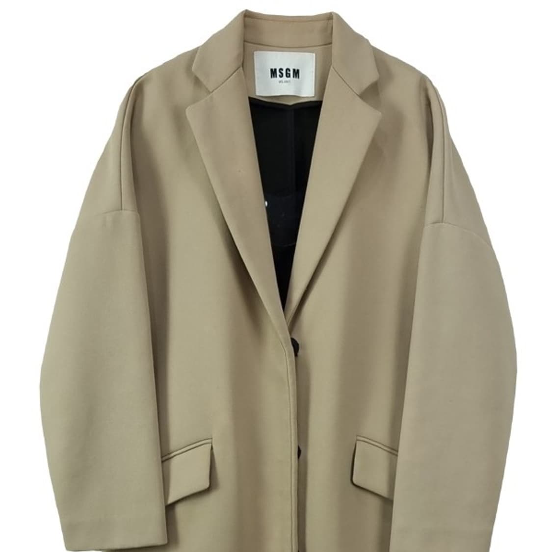 [MSGM] 히든버튼 오버사이즈 모직 롱 코트 베이지 P01564 상품이미지4