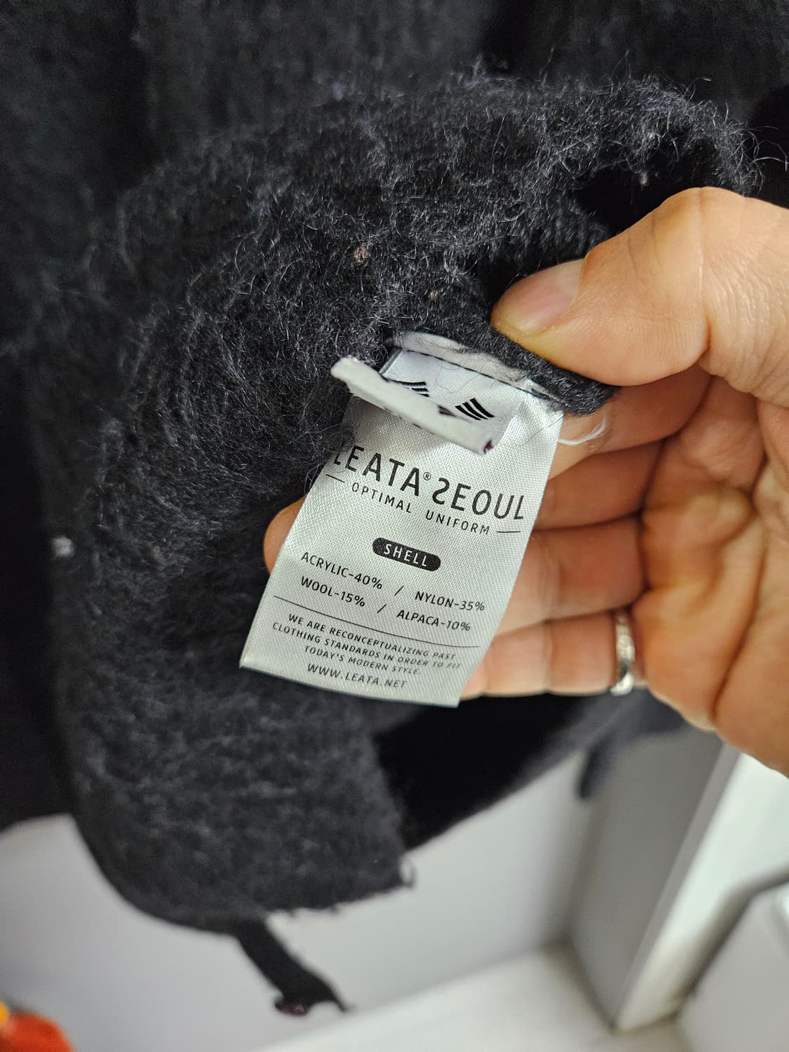 리타 LEATA 블랙 알파카 가디건 XL 상품이미지4