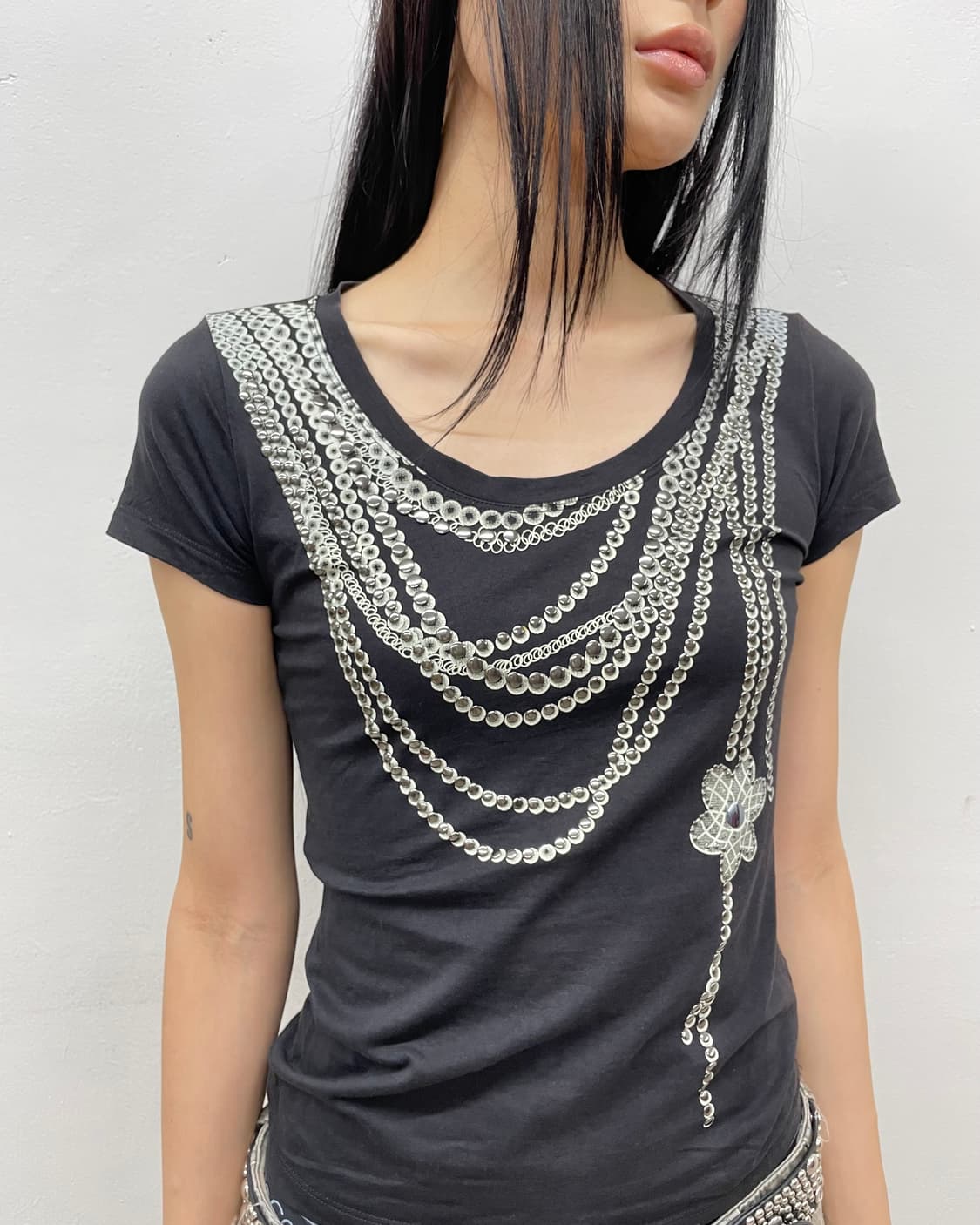 rope stud black t-shirt  상품이미지5