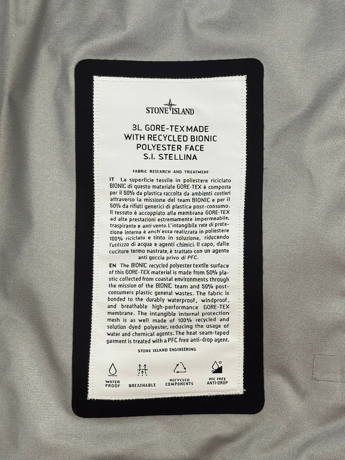 스톤아일랜드 고어텍스 스텔리나 자켓 XL(105-110) 새상품 상품이미지2