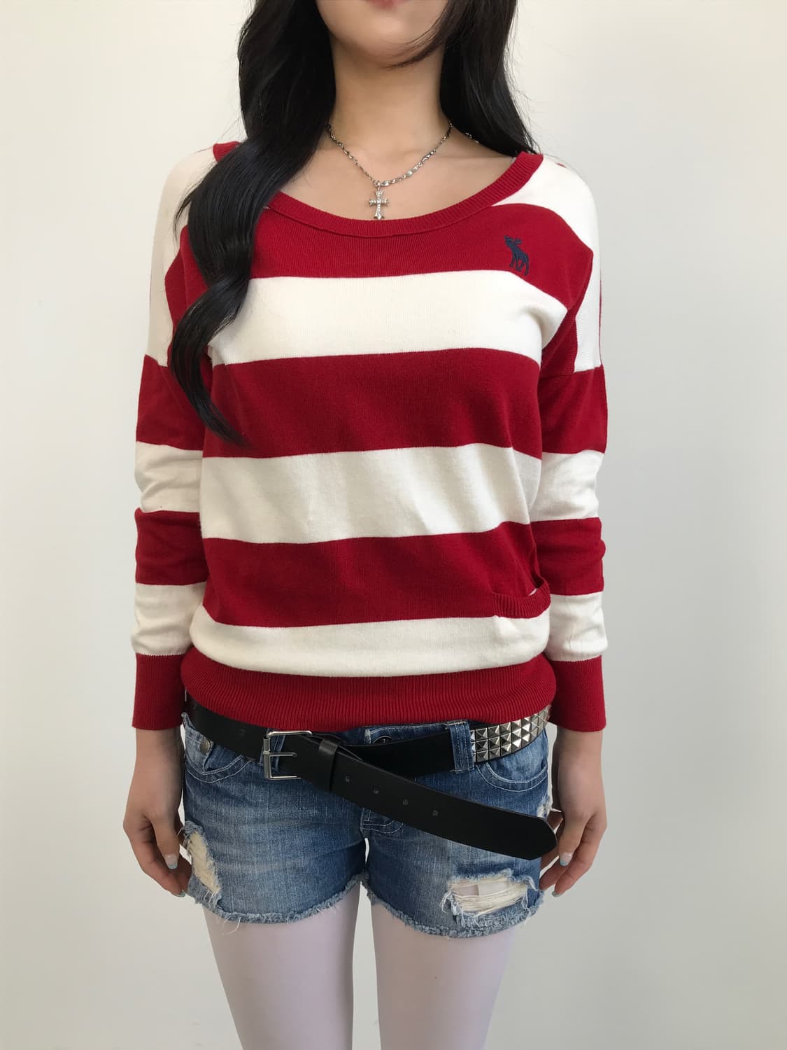 Abercrombie Red Striped Knit Top 상품이미지3