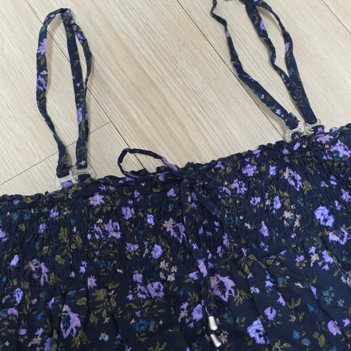 Earth)보헤미안 퍼플모리걸 잔꽃 패치워크 슬리브리스롱원피스 상품이미지4