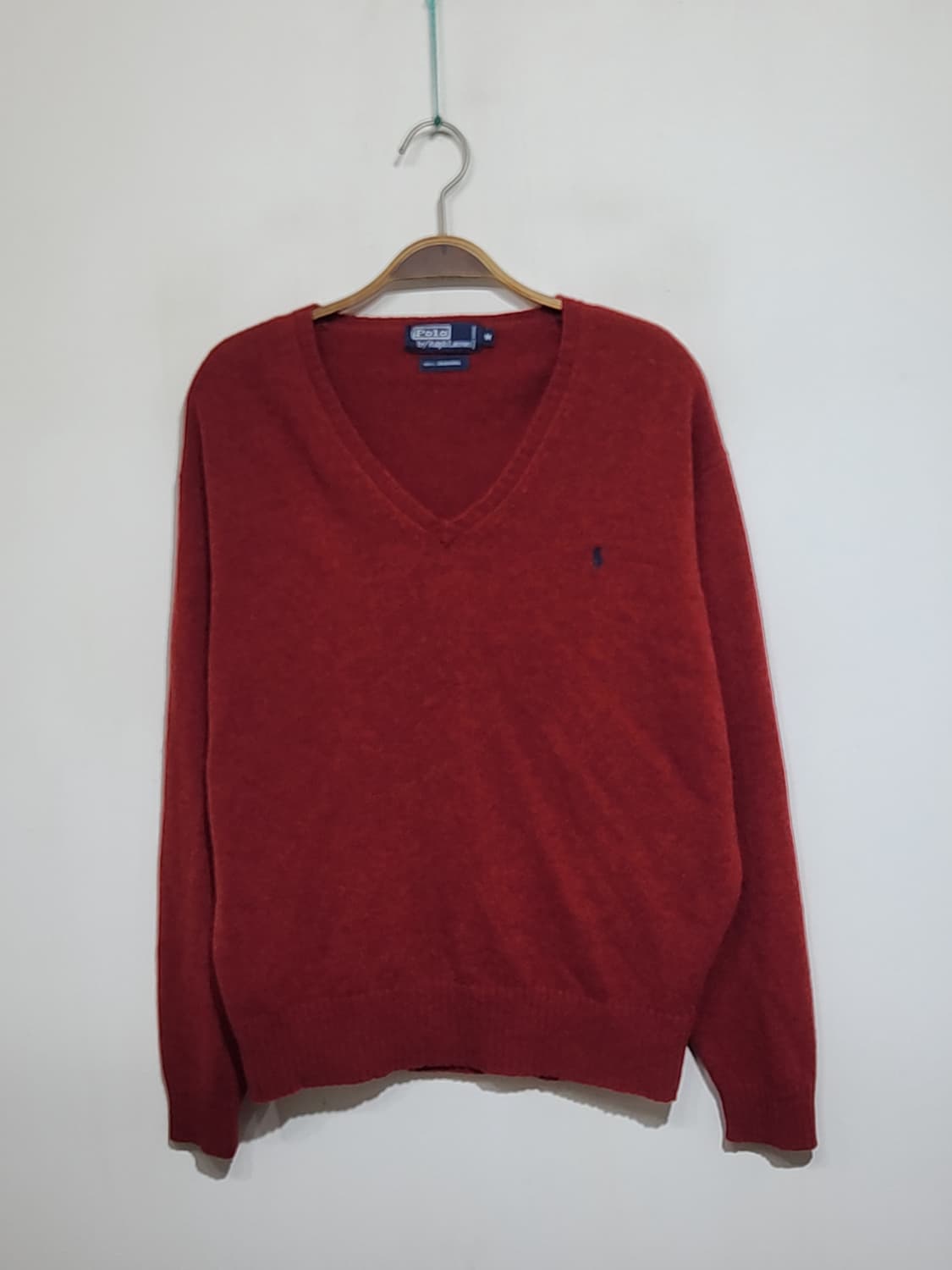 (L) 랄프로렌 폴로 브이넥 니트 버건디 램스울 스웨터  상품이미지1