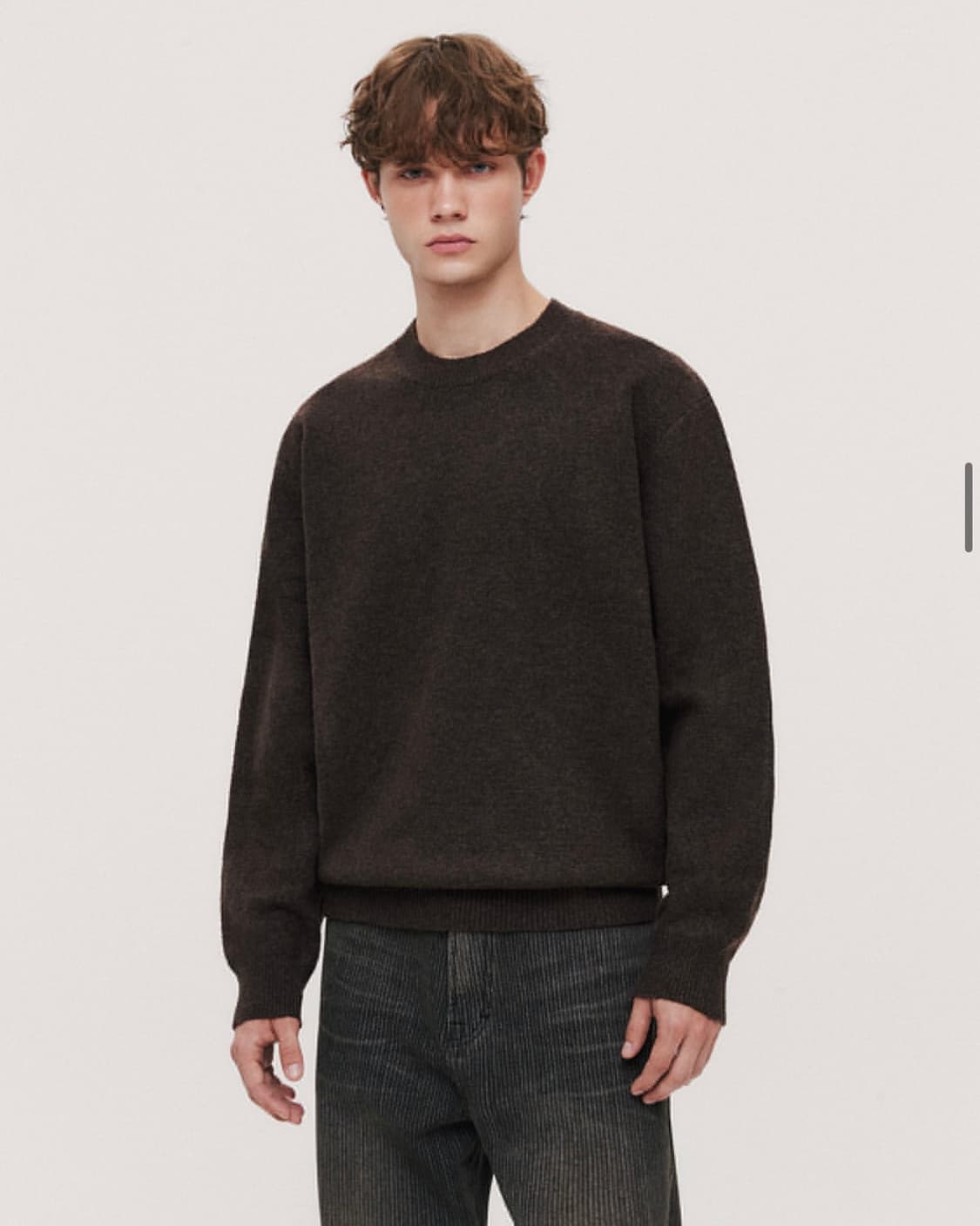 [L] 수아레 데일리 라운드 니트 브라운 상품이미지1