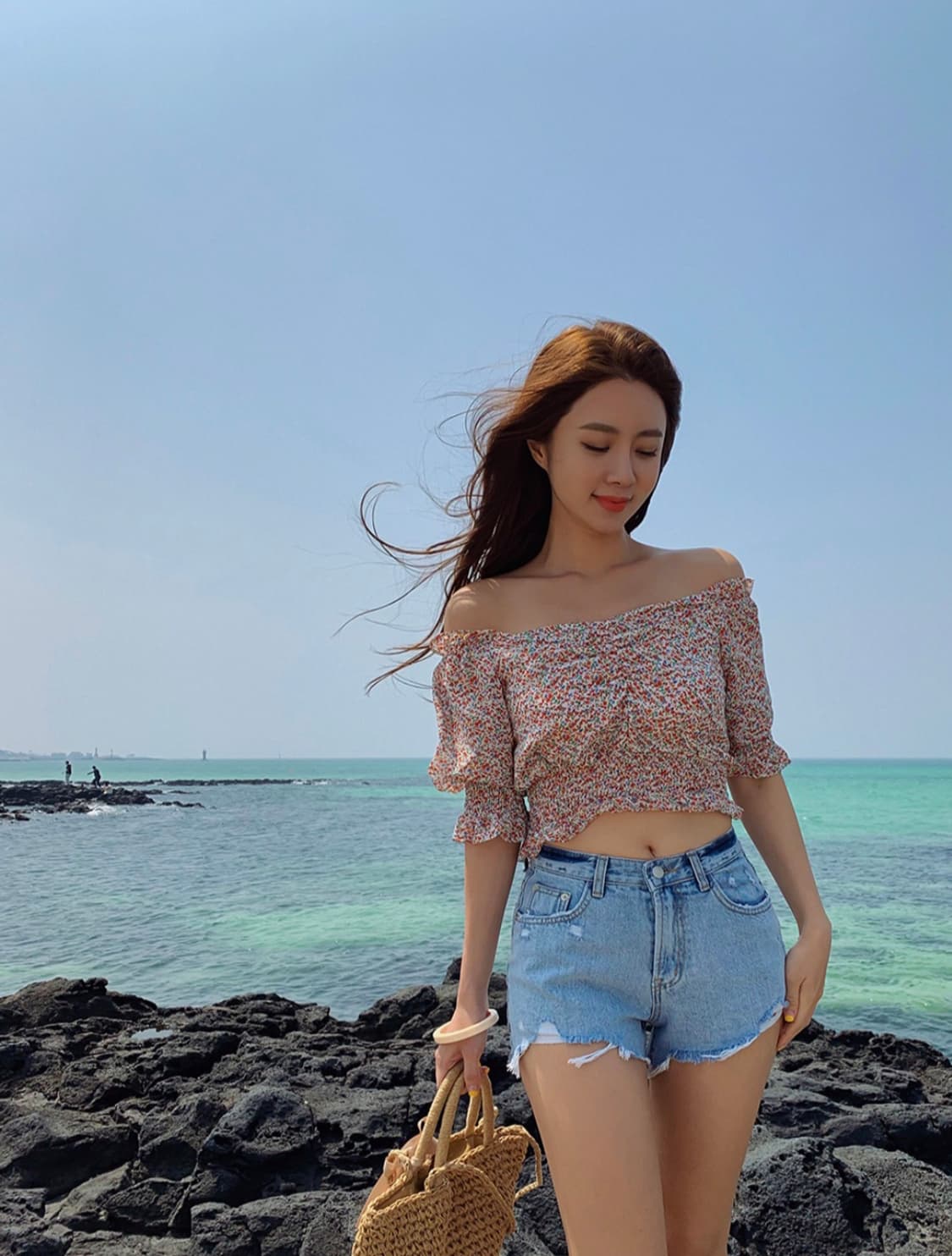 플라워 오프숄더 블라우스 상품이미지8