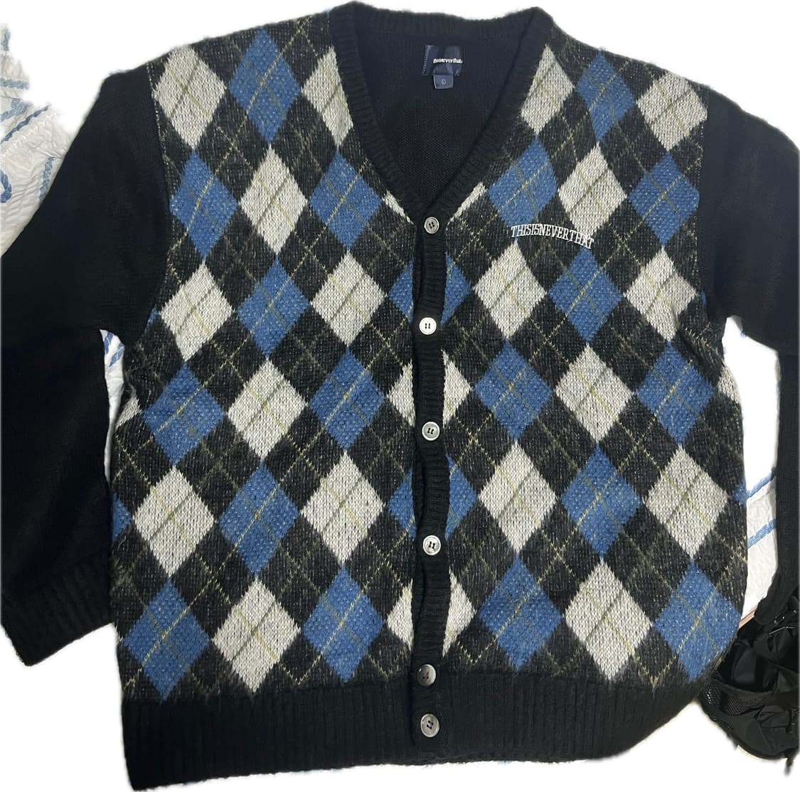 디스이즈네버댓 아가일 가디건 Argyle Cardigan Black L 상품이미지2